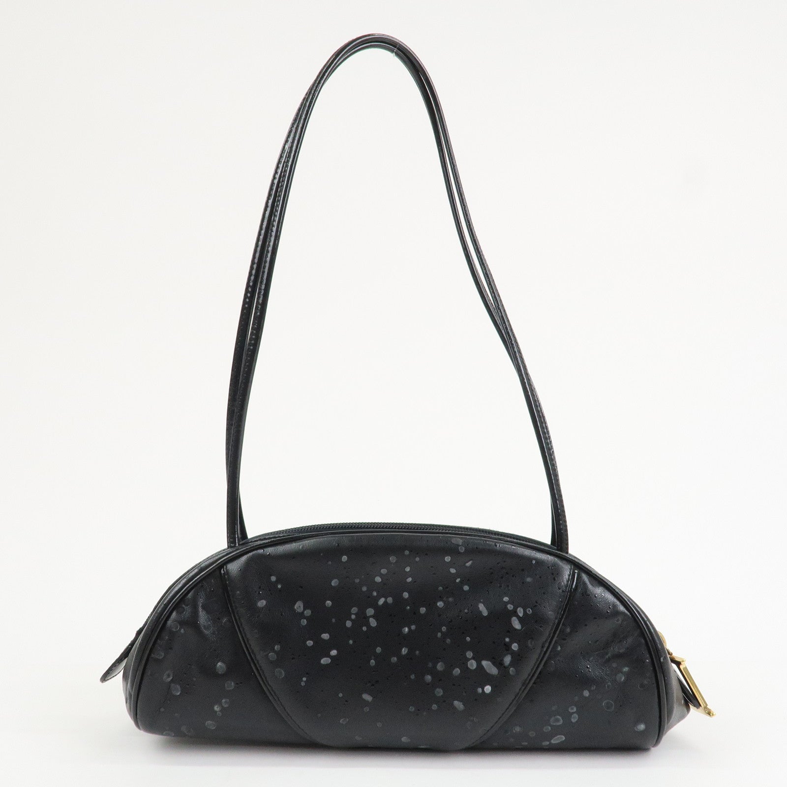 Christian Dior Leather Patent Leather Shoulder Bag Hand Bag Black