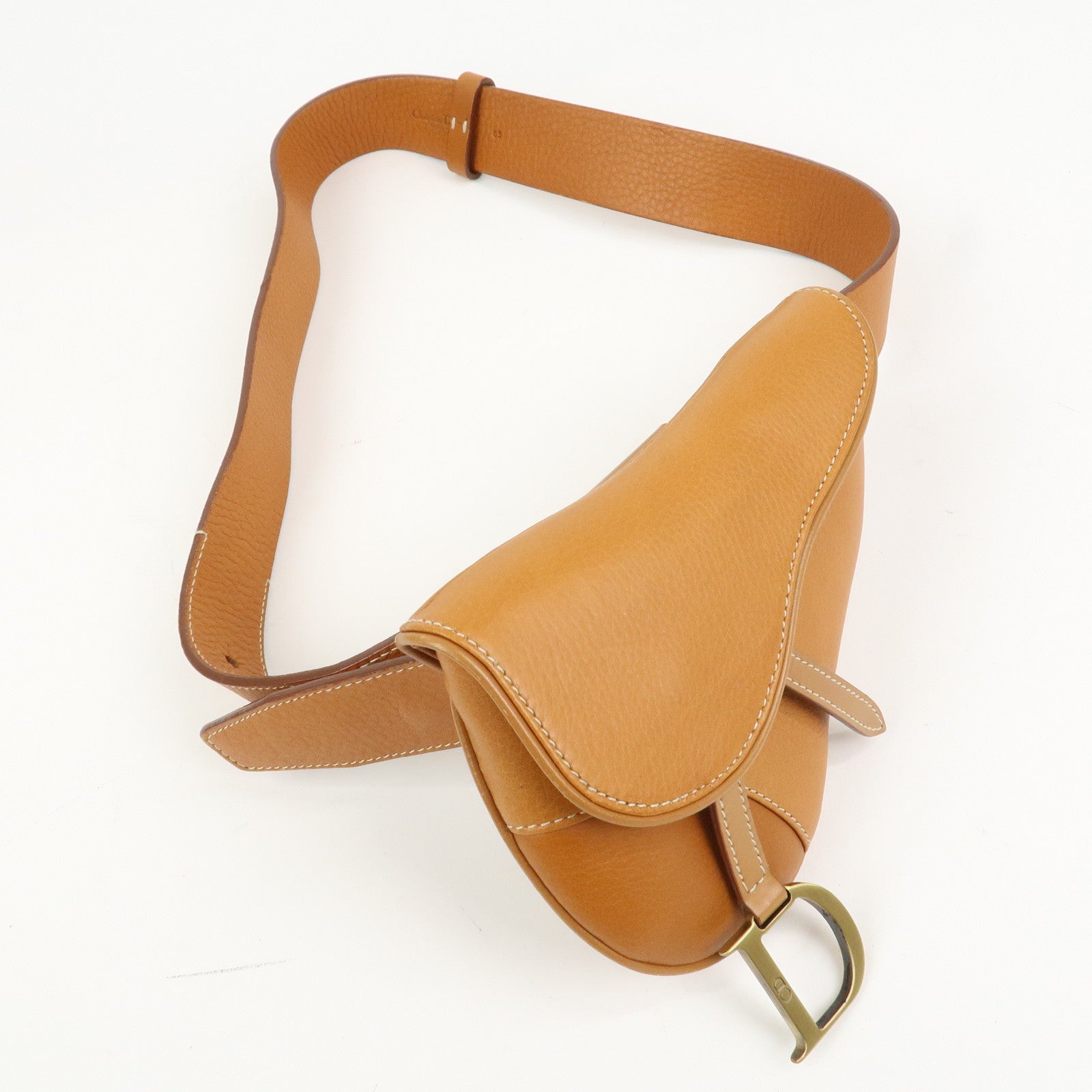 Christian Dior Saddle Leather Waist Bag Crossbody Bag Brown