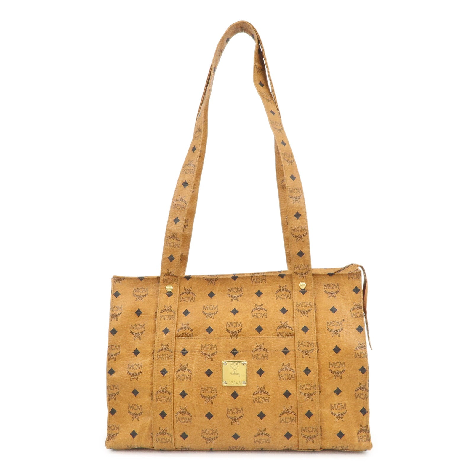 MCM Visetos Leather Shoulder Bag Tote Bag Brown