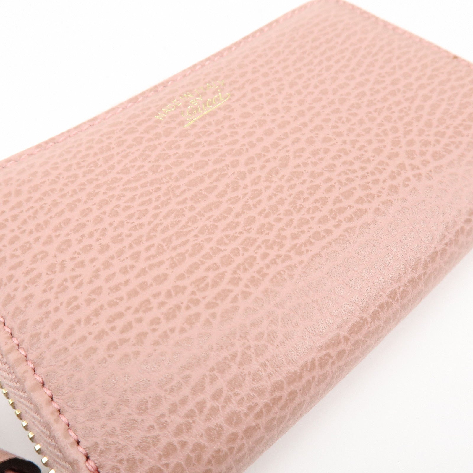 GUCCI Swing Leather Coin Case Compact Wallet Pink 368877