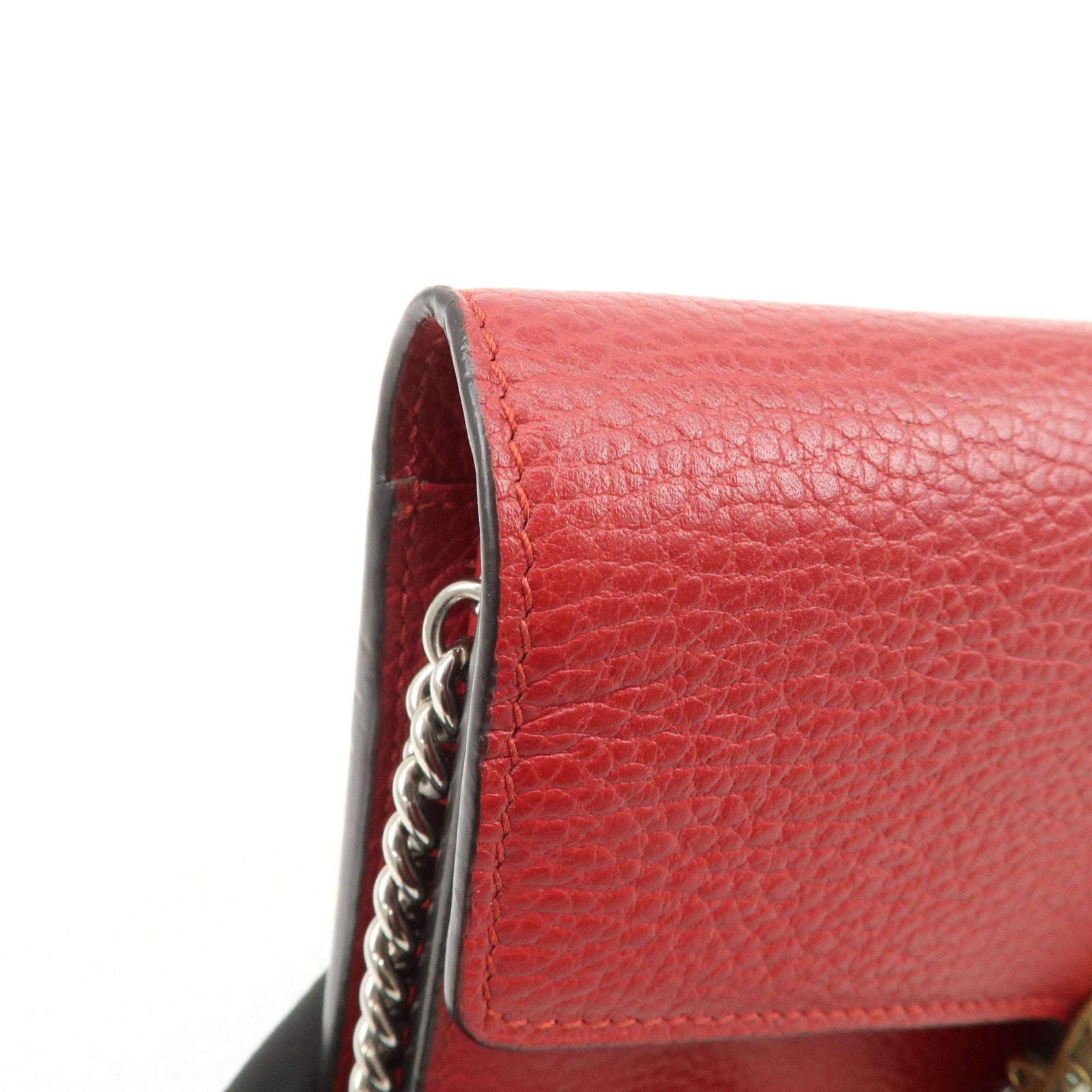 GUCCI Dionysus Leather Chain Shoulder Bag Crossbody Bag Red 401231