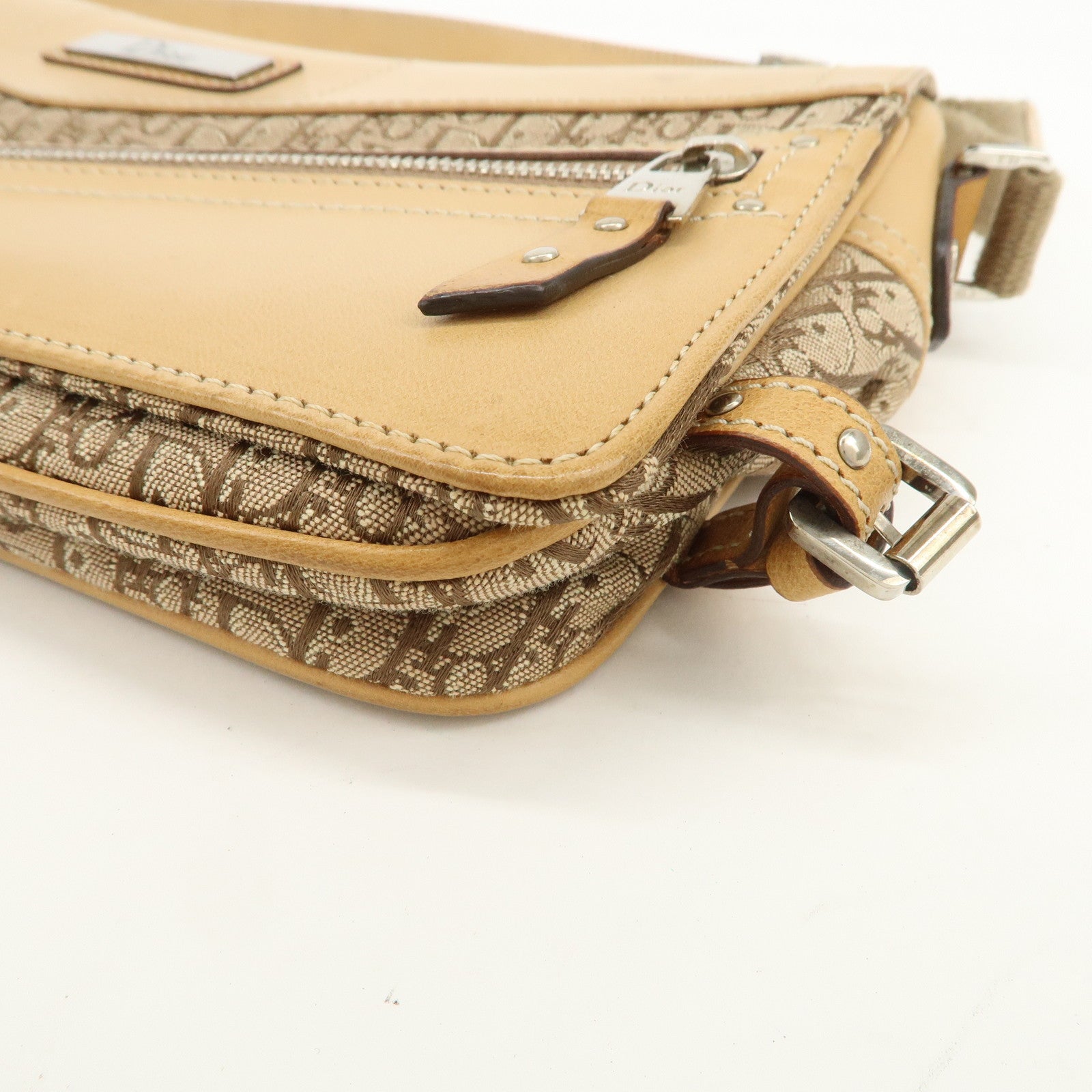 Christian Dior Trotter Street Chic Canvas Leather Shoulder Bag