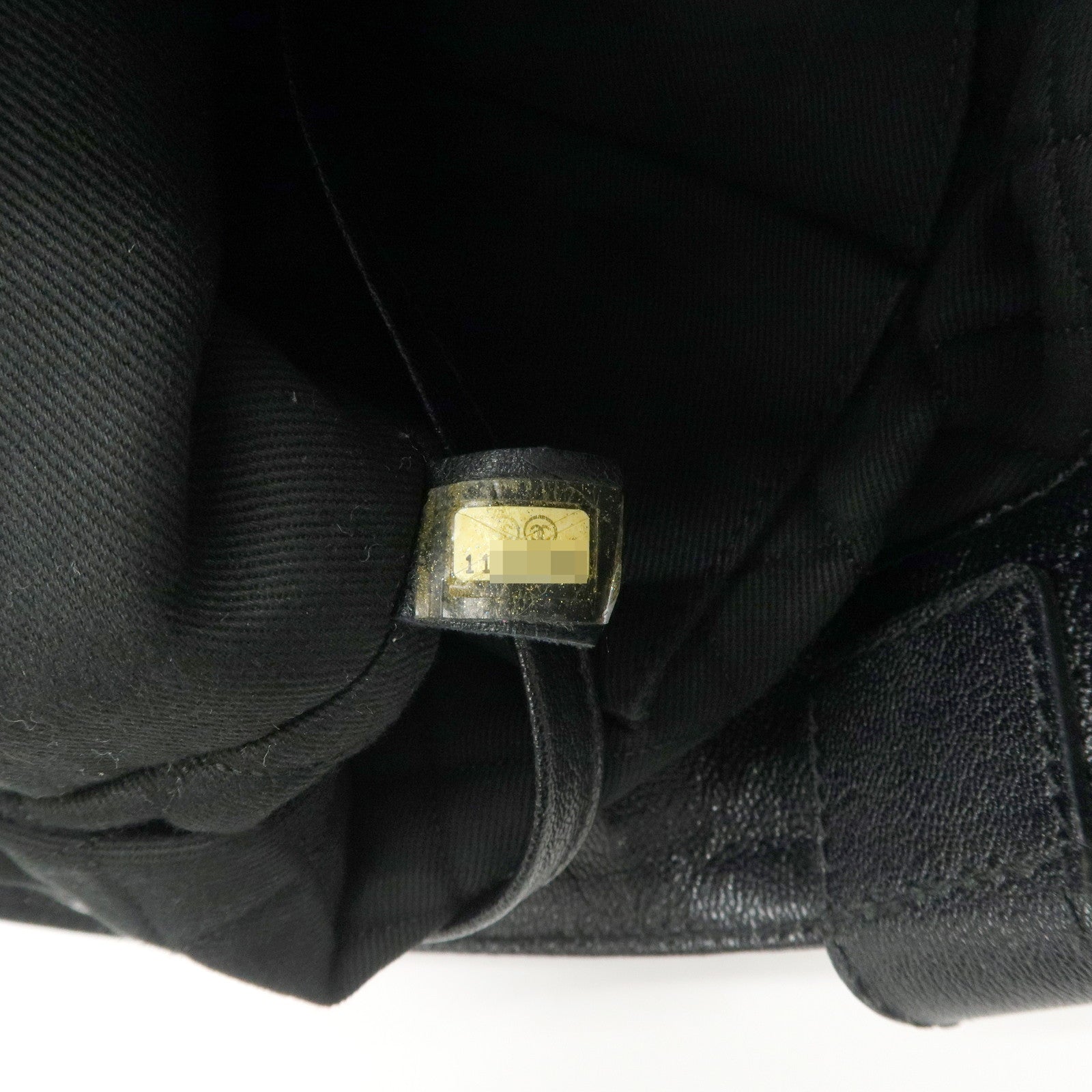 CHANEL COCO Mark Calf Leather Punching Tote Bag Black A33936 Used