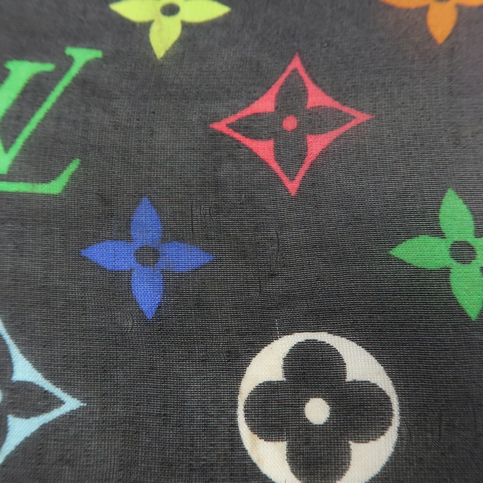 Louis Vuitton Monogram Silk 100% Scarf Multicolor Noir Black