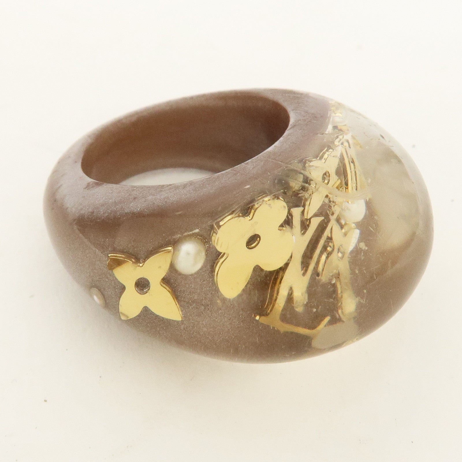 Louis Vuitton Monogram Bague Inclusion Resin Ring M #12 Brown