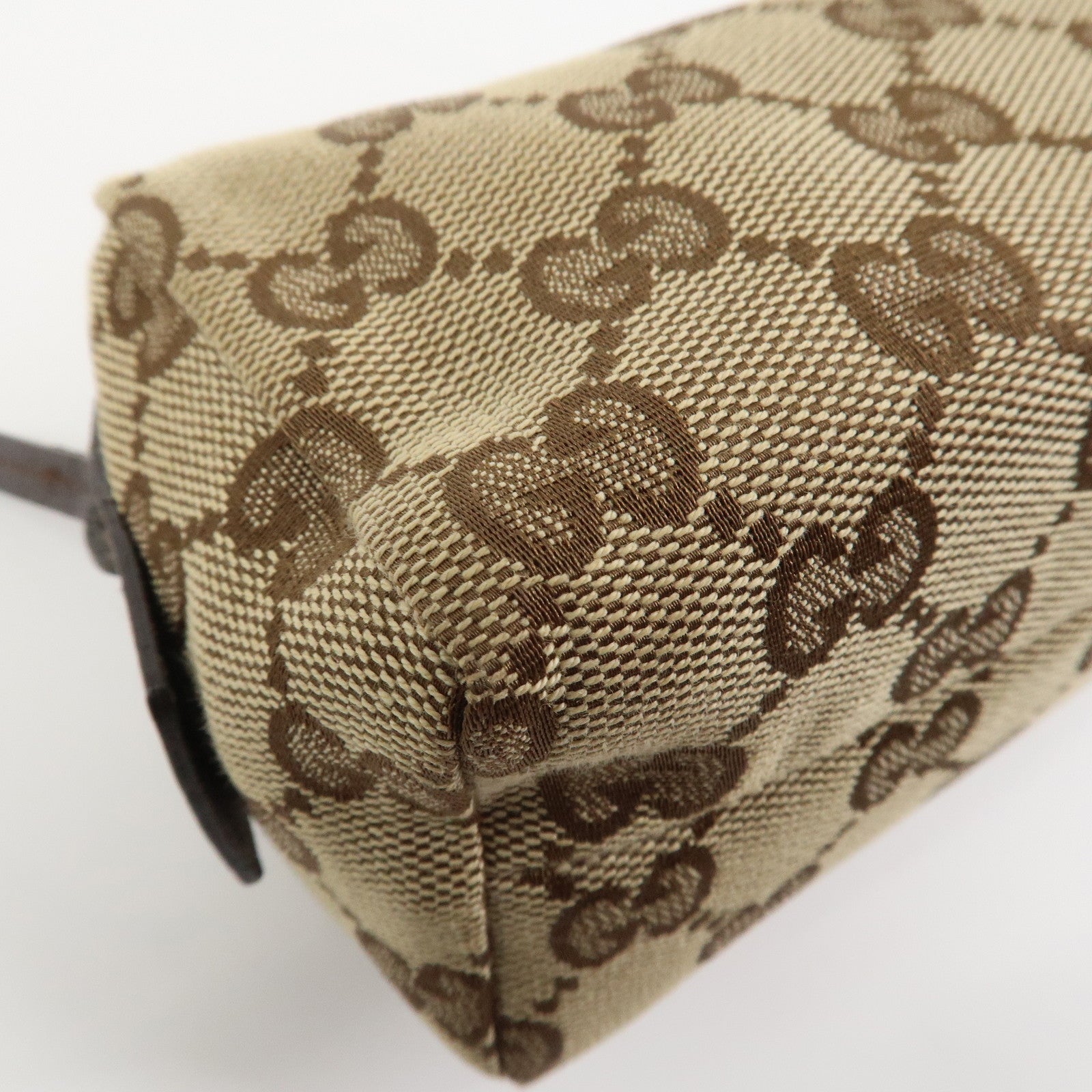 GUCCI GG Canvas Leather Pouch Cosmetic Pouch Brown 29596