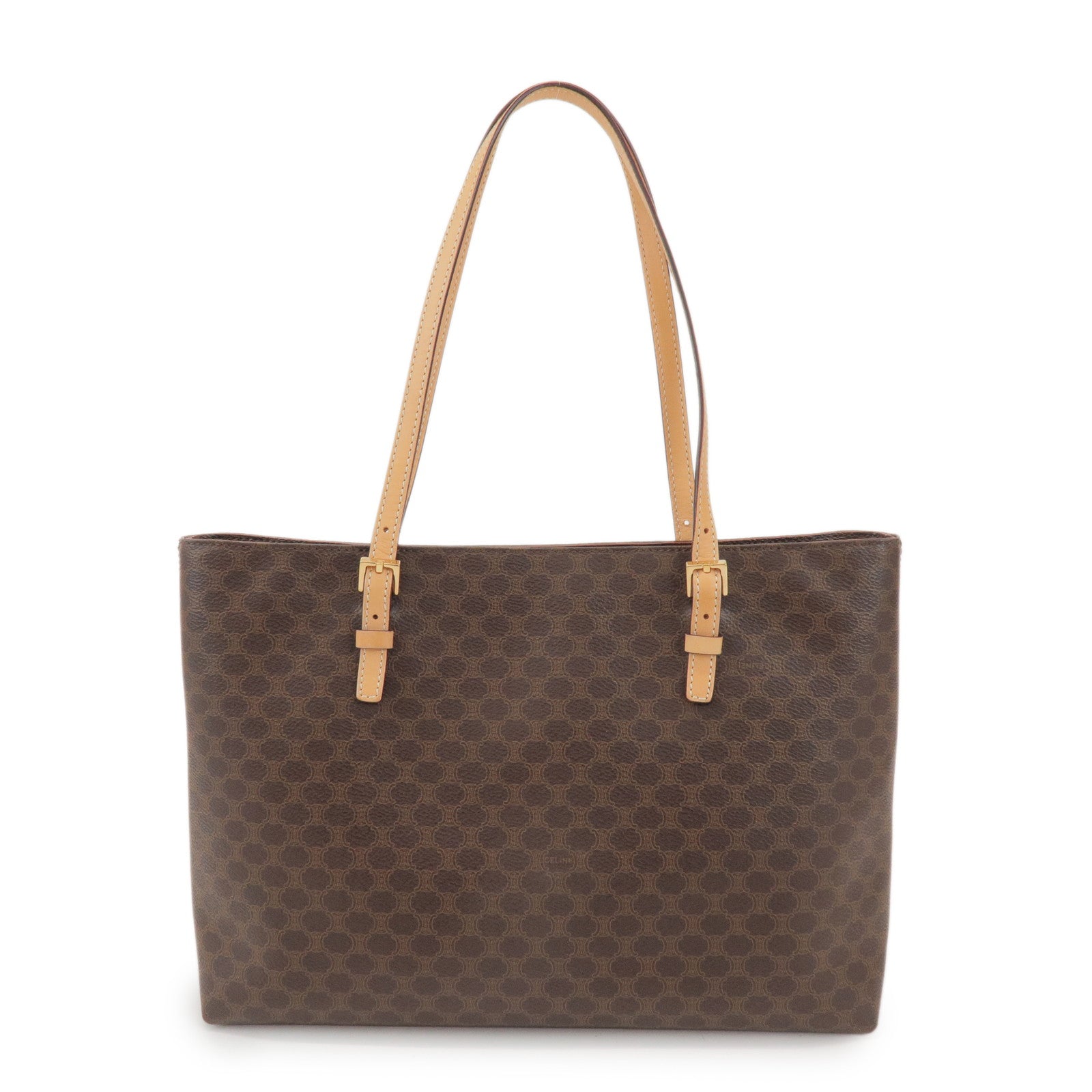 CELINE Macadam PVC Canvas Leather Tote Bag Shoulder Bag Brown