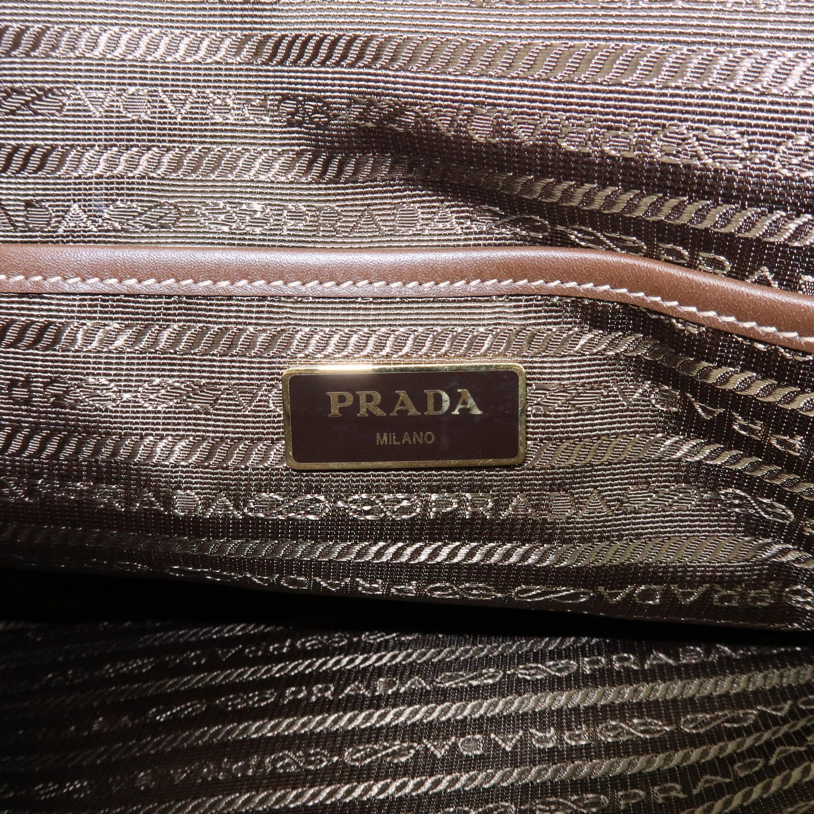 PRADA Triangle Logo Jacquard Leather 2Way Hand Shoulder Bag 1BA579
