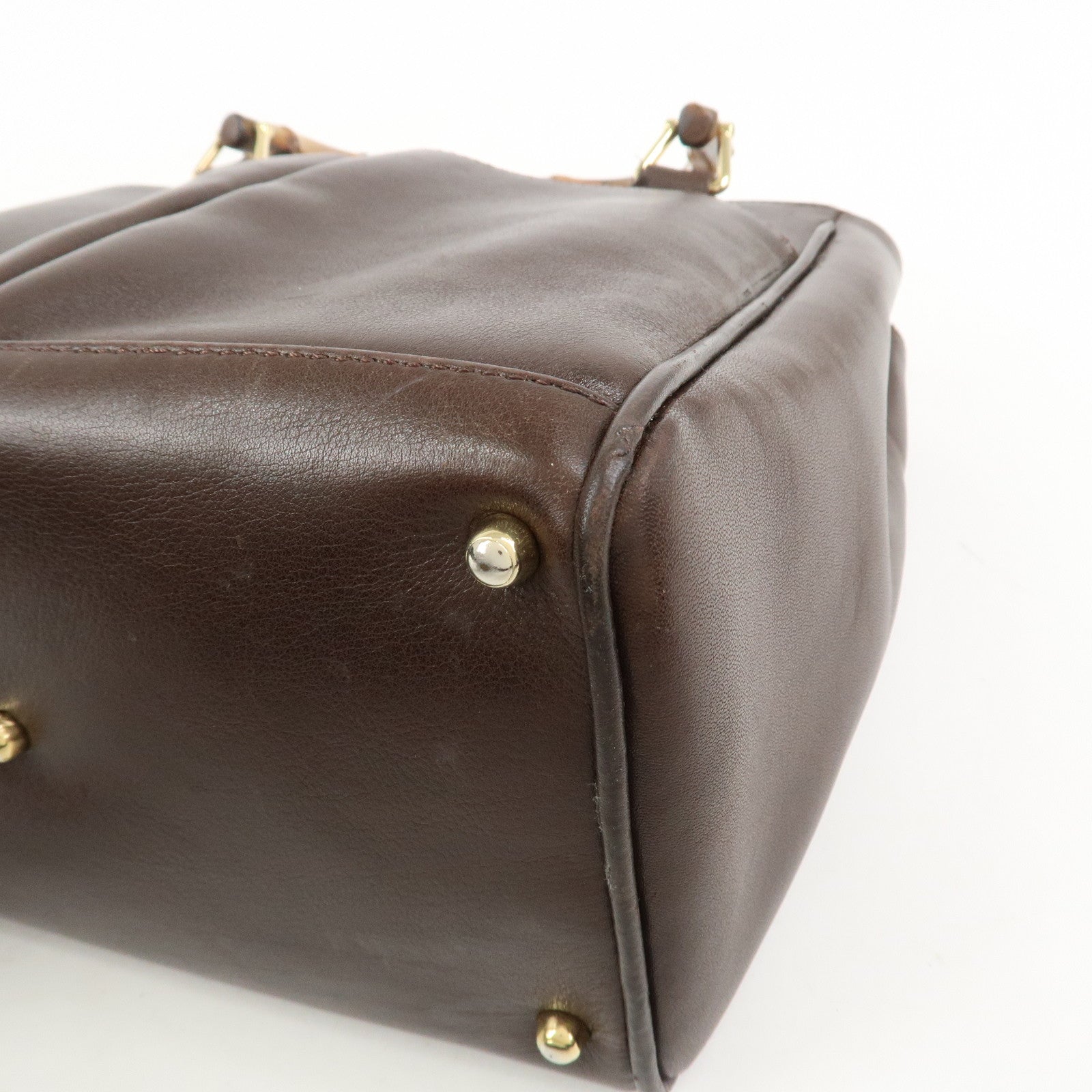 GUCCI Bamboo 2Way Bag Hand Bag Shoulder Bag Brown 000・122