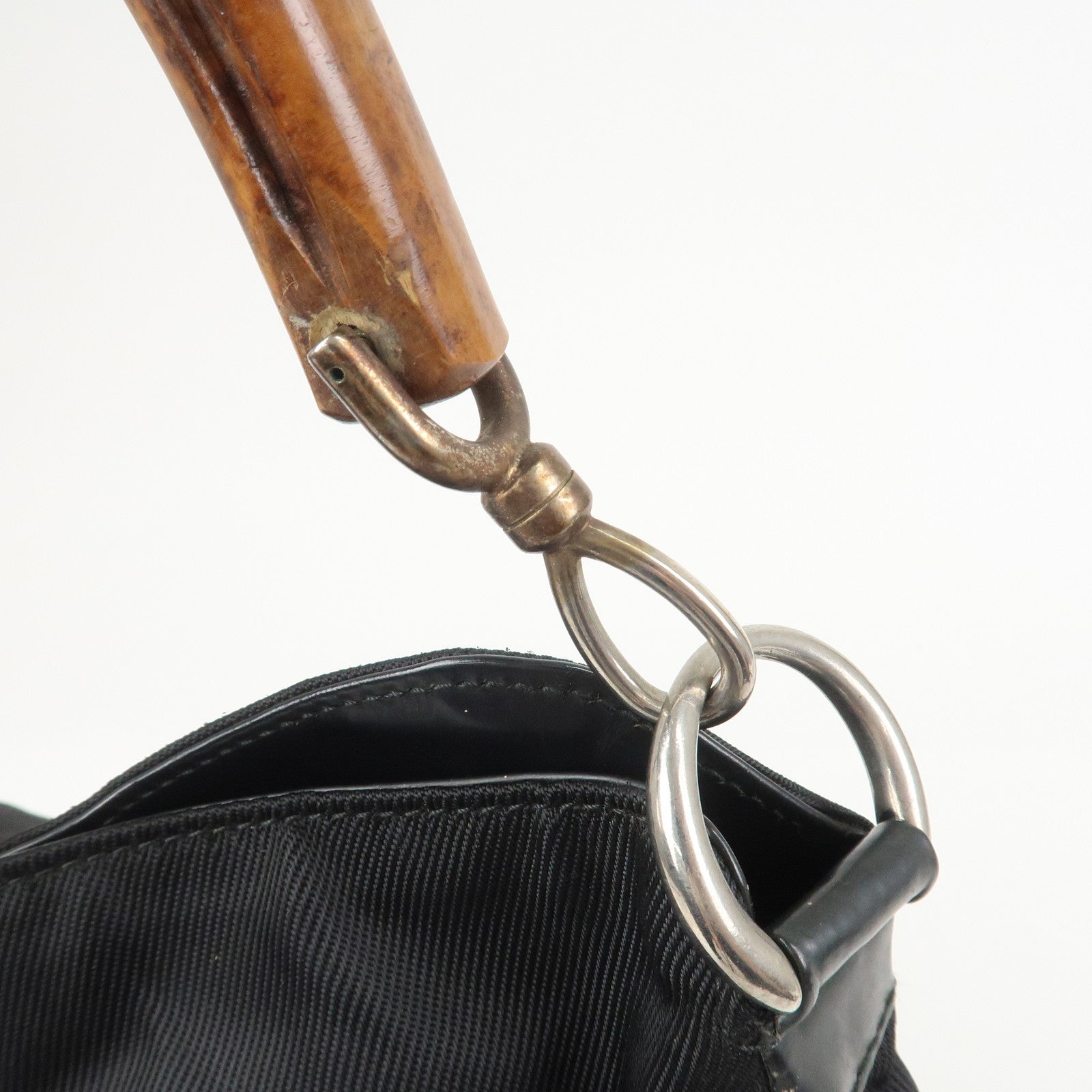 GUCCI Bamboo Nylon 2Way Bag Hand Bag Shoulder Bag 001.2404