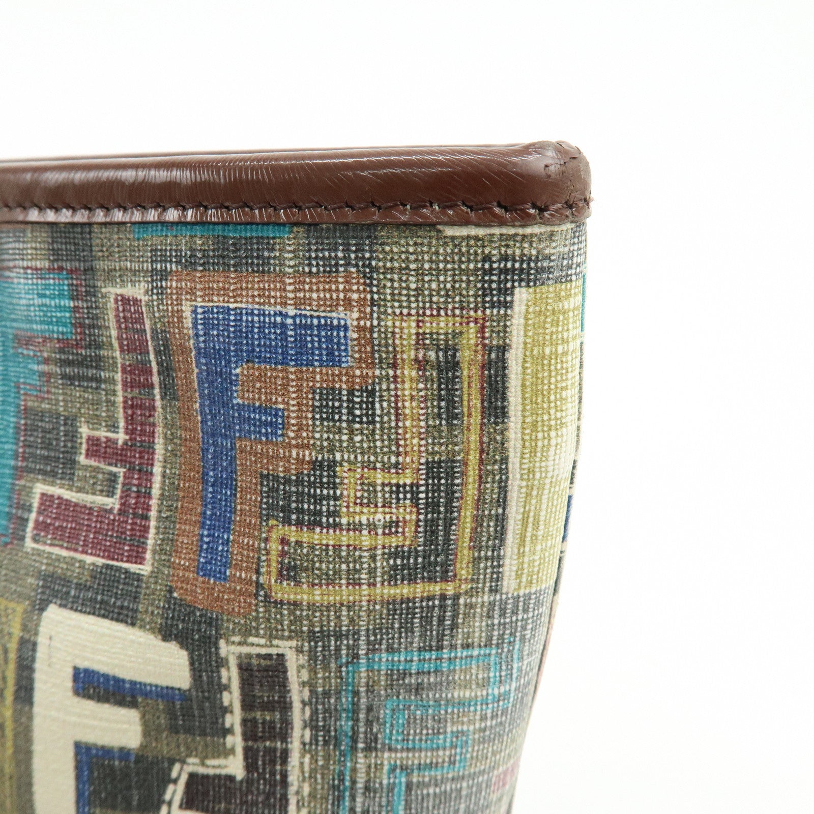 FENDI Zucca PVC Patent Leather Tote Bag Brown Multicolor 8BH185