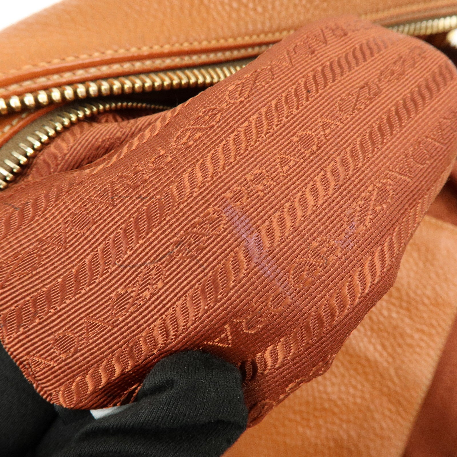 PRADA Leather 2Way Bag Hand Bag Shoulder Bag Light Brown BL0816