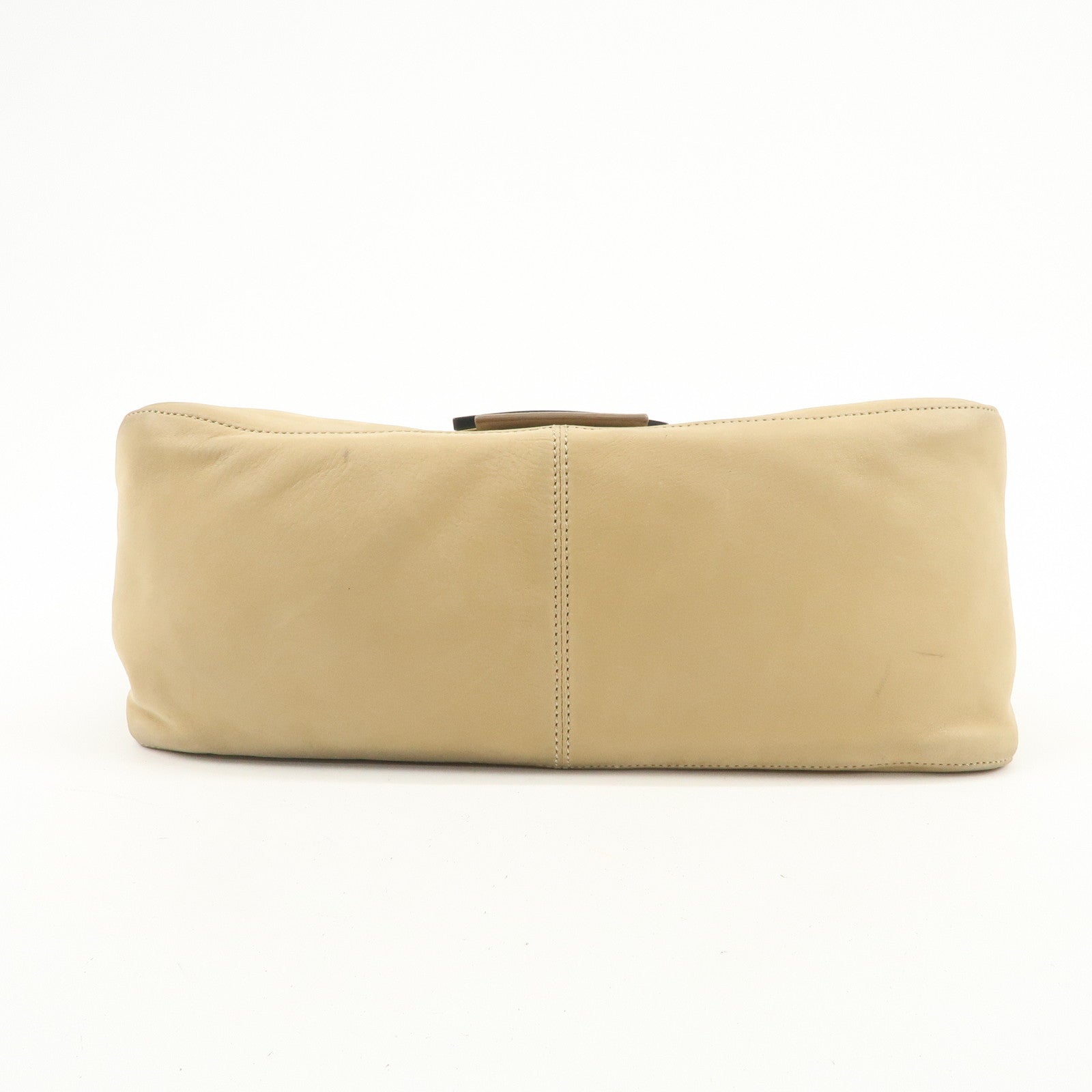 FENDI Big Mamma Baguette Leather Shoulder Bag Beige 8BR638