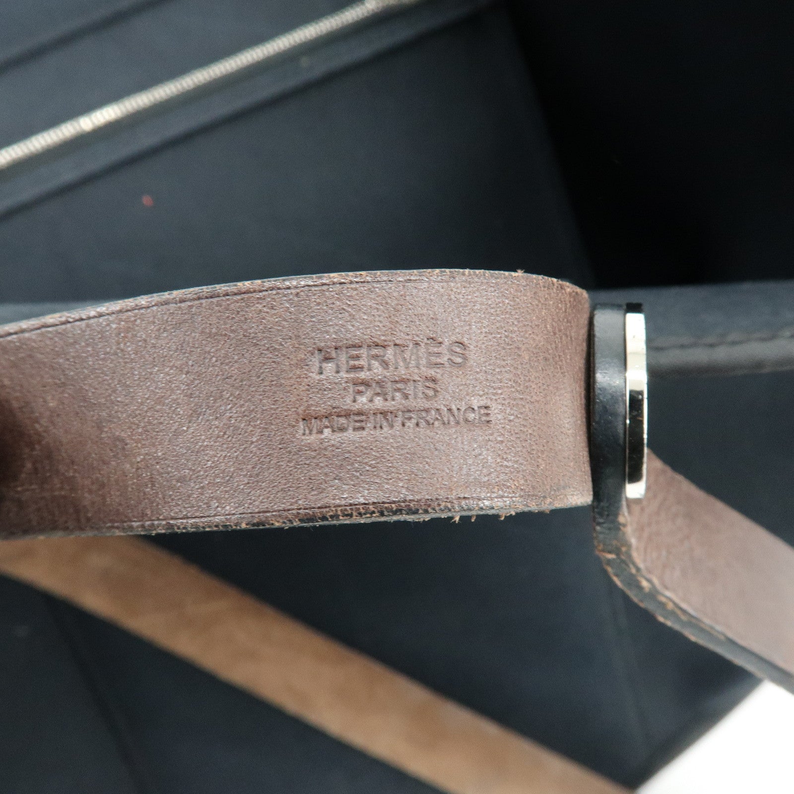 HERMES Cabag Elan PM Toile Officier Leather Tote Bag ▢N Stamped