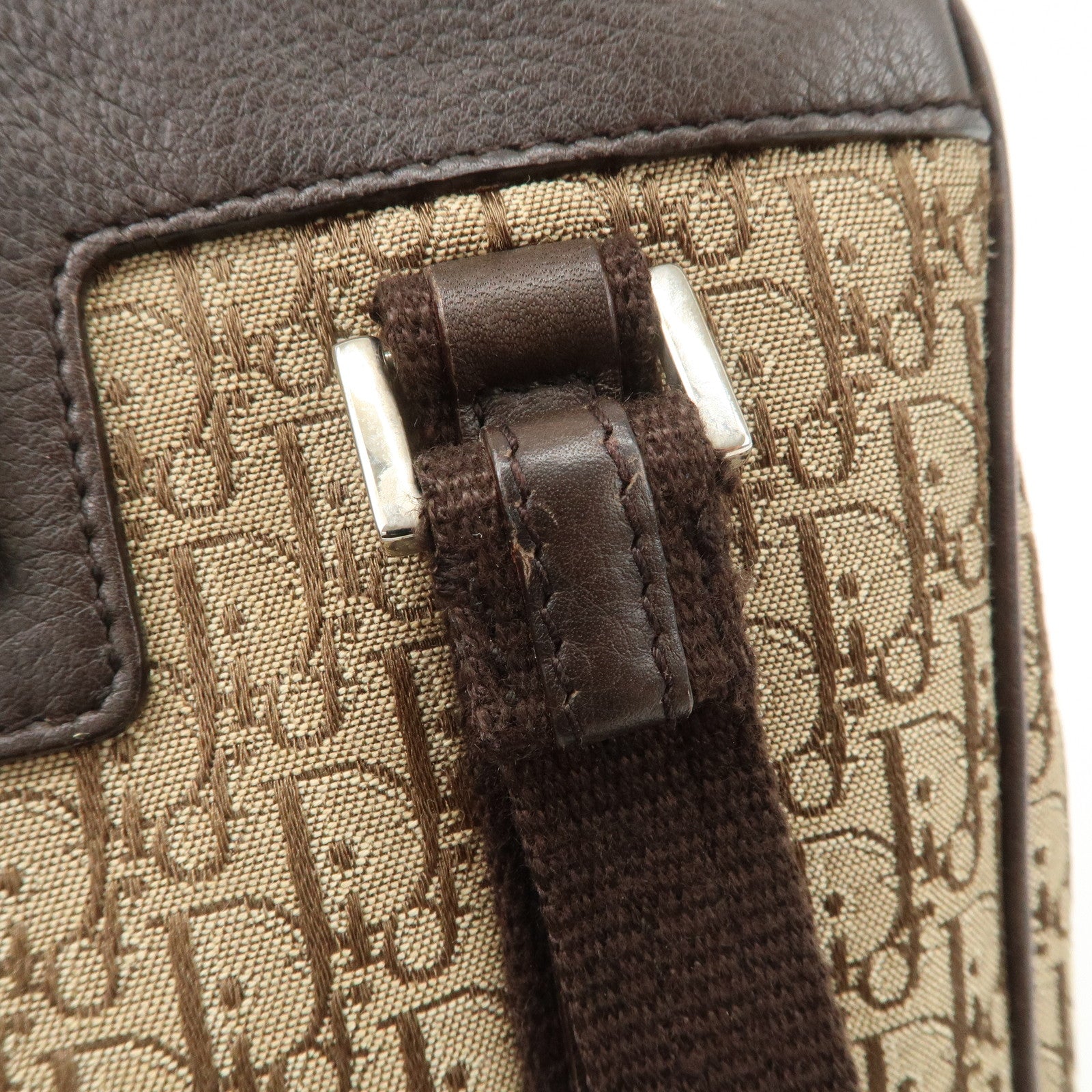 Christian Dior Trotter Leather Canvas Hand Bag Brown Used