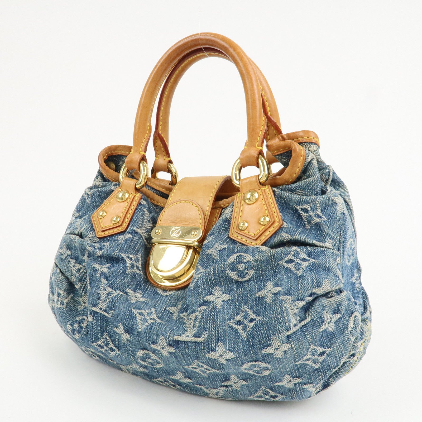 Louis Vuitton Monogram Denim Pleaty Hand Bag Blue M95020