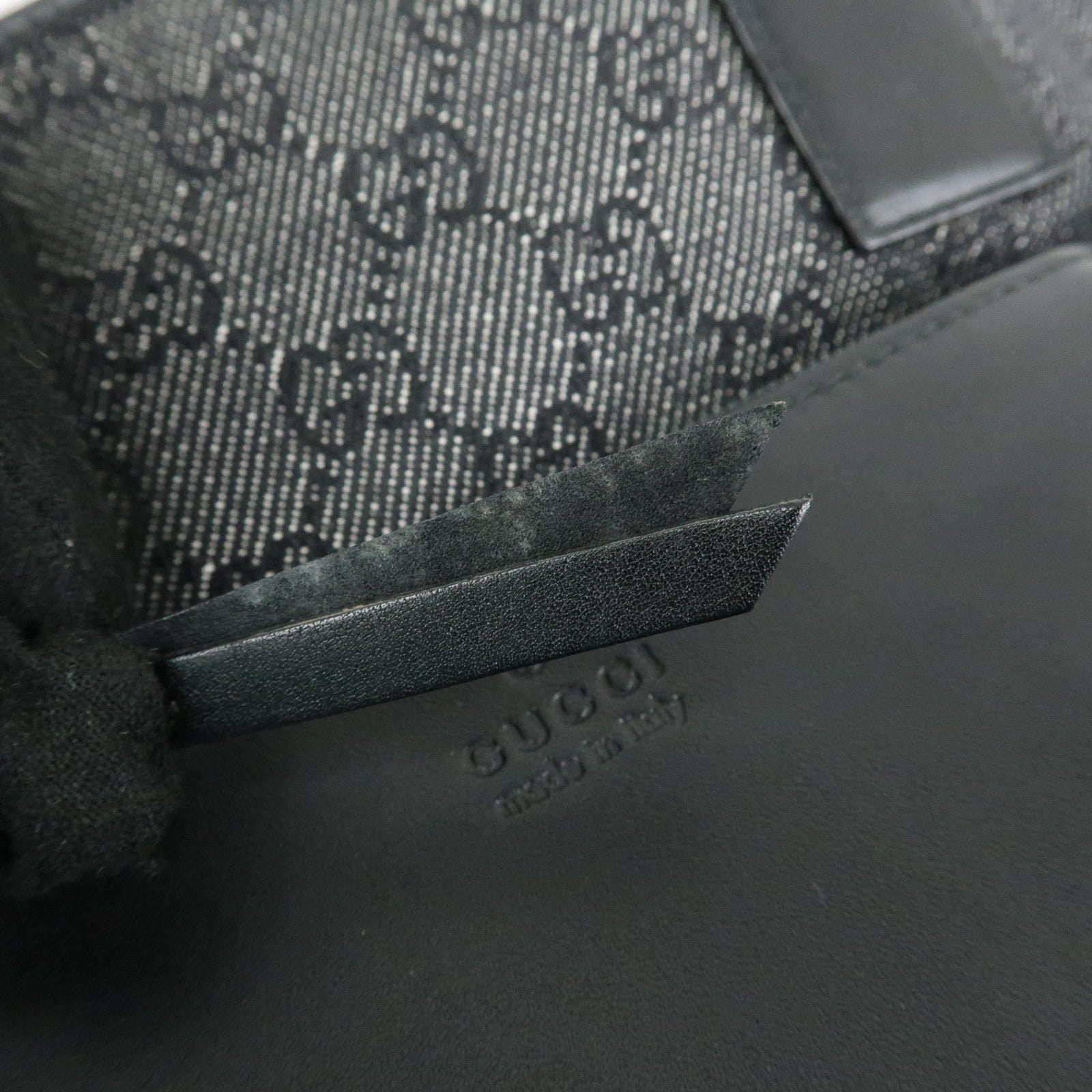 GUCCI GG Denim Leather Tote Bag Shoulder Bag Black 28893