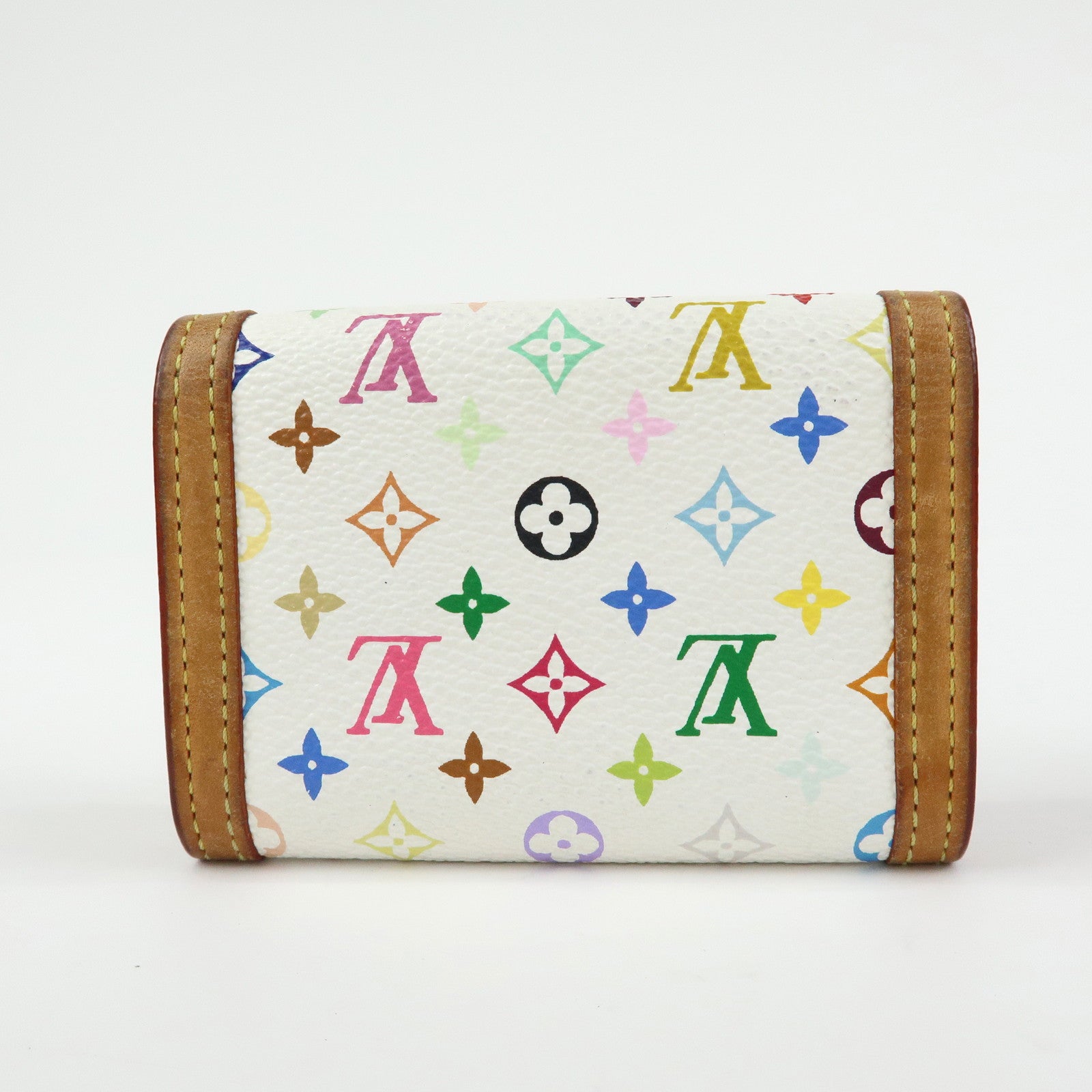 Louis Vuitton Multicolor Porte Monnaie Plat Coin Case Blanc M92657