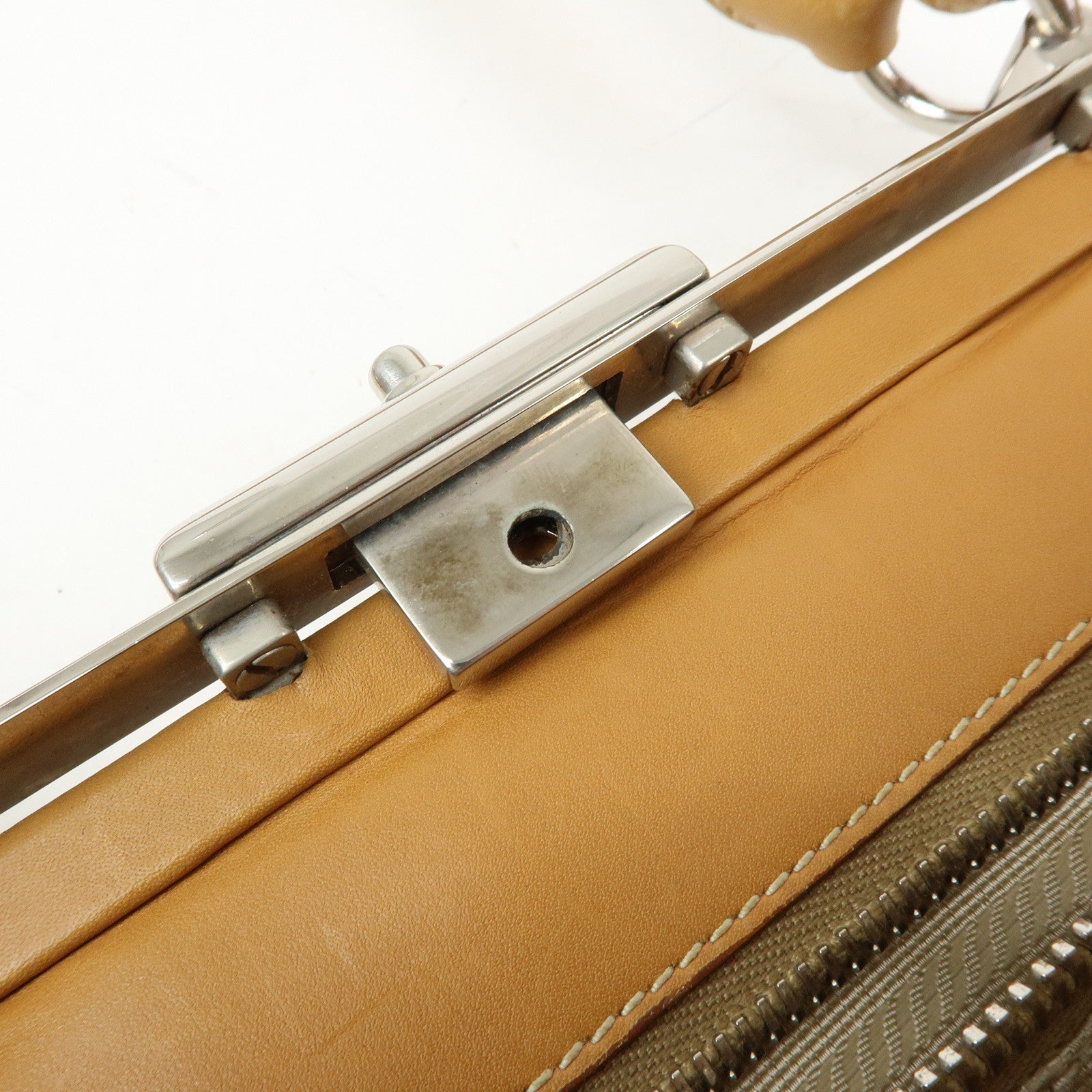 PRADA Logo Jacquard Leather Shoulder Bag Light Brown BR3481