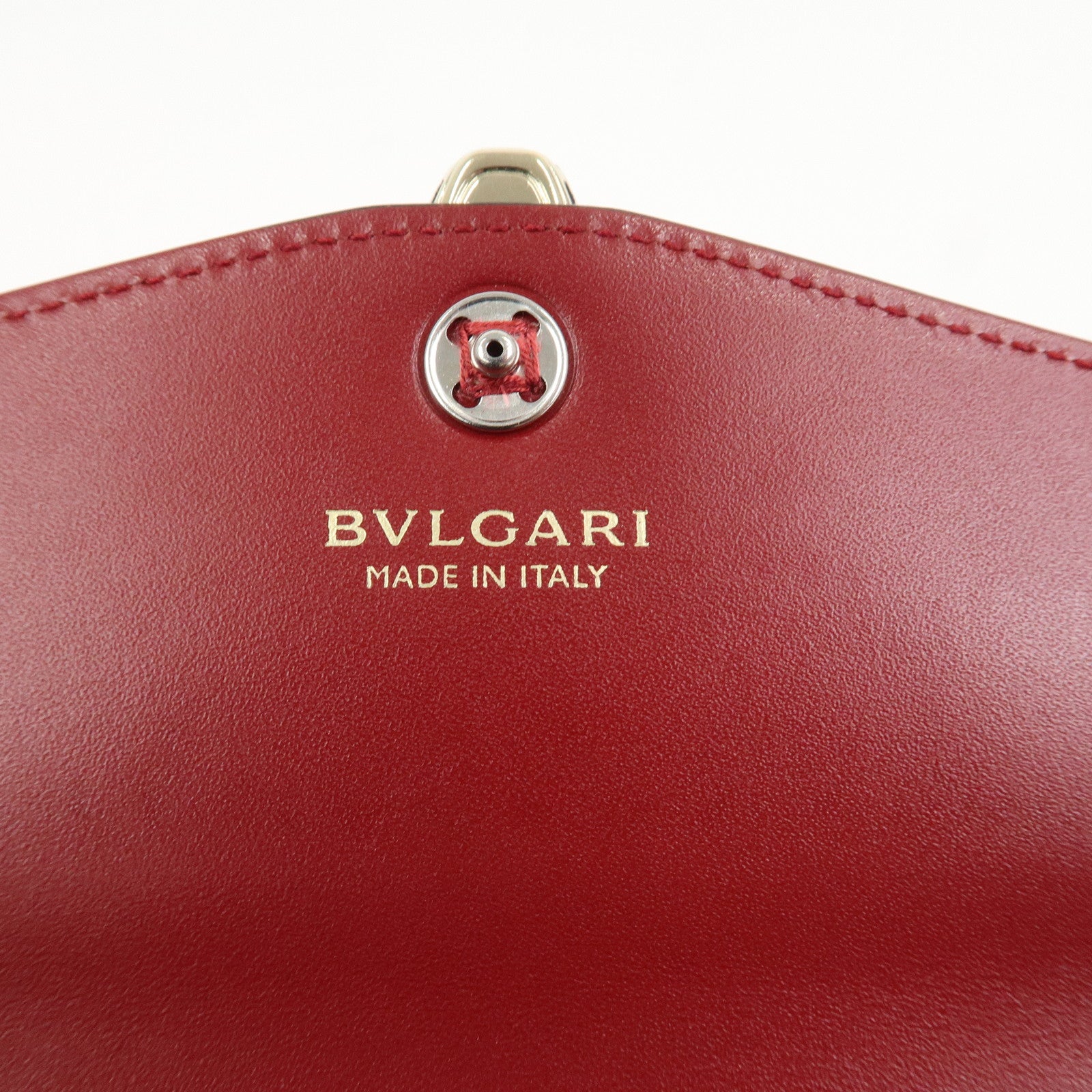 BVLGARI Serpenti Chain Strap Long Wallet Python Embossed Pink