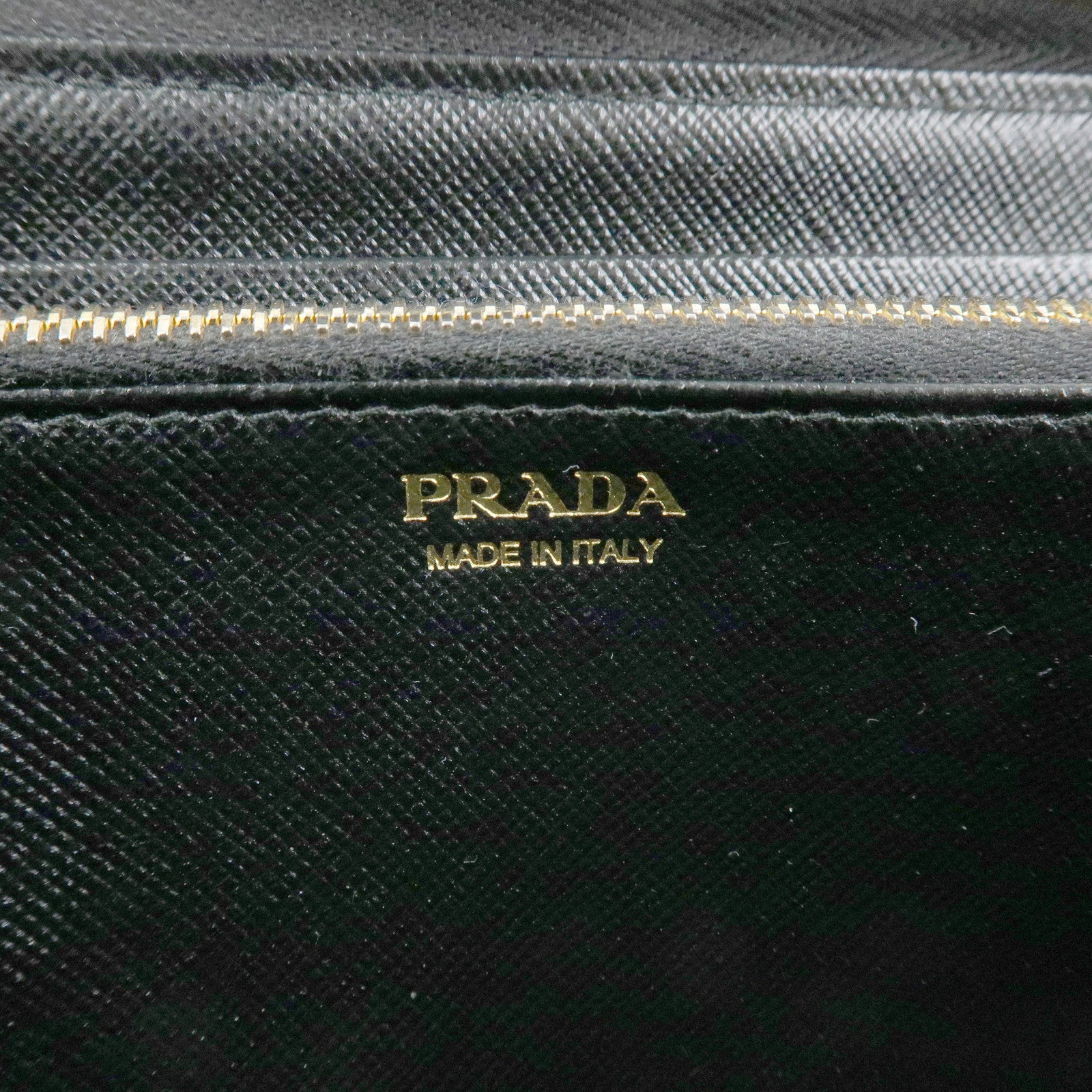 PRADA Logo Saffiano Leather Round Zippy Long Wallet Black 1ML506