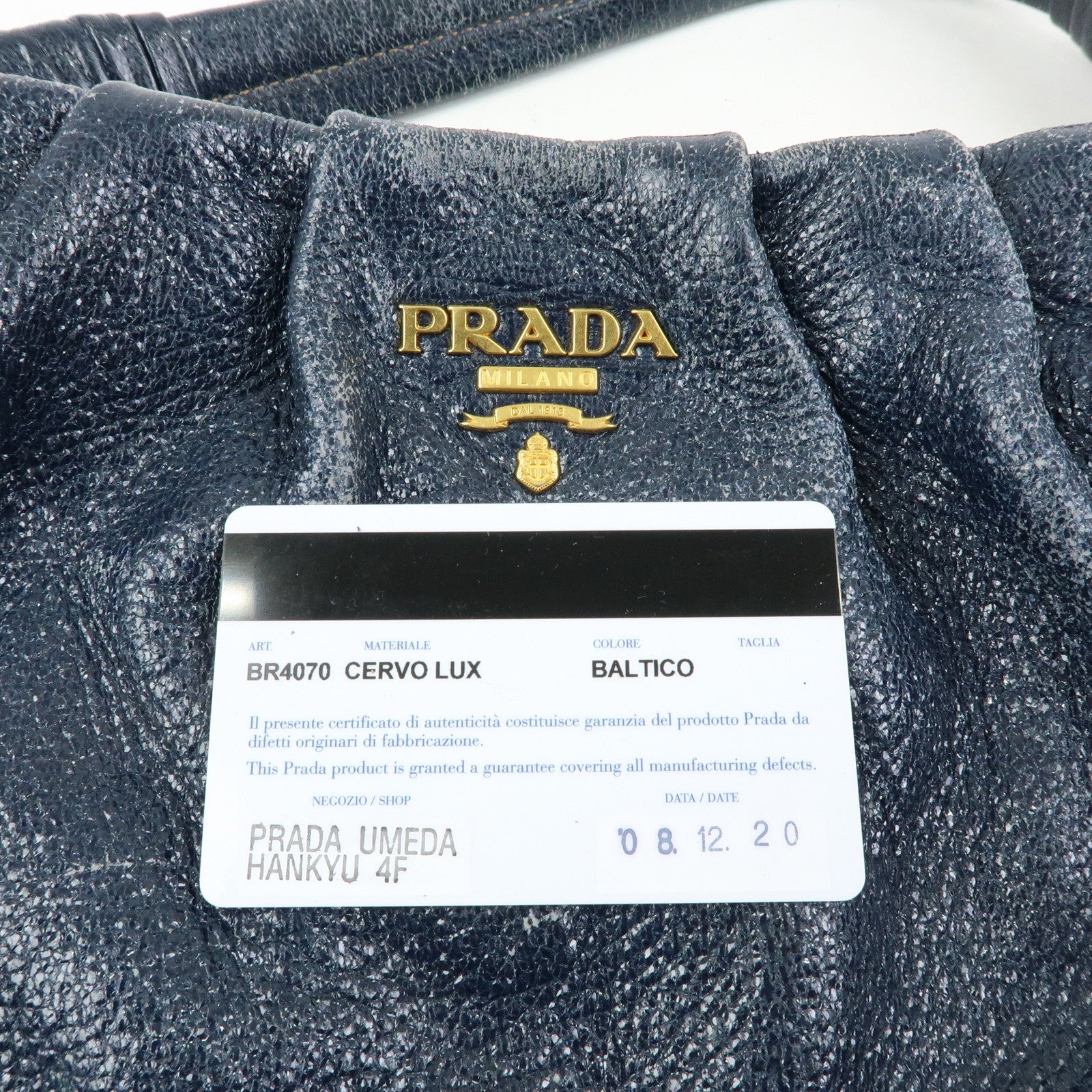 PRADA Leather Hand Bag Shoulder Bag Navy Blue 5782586