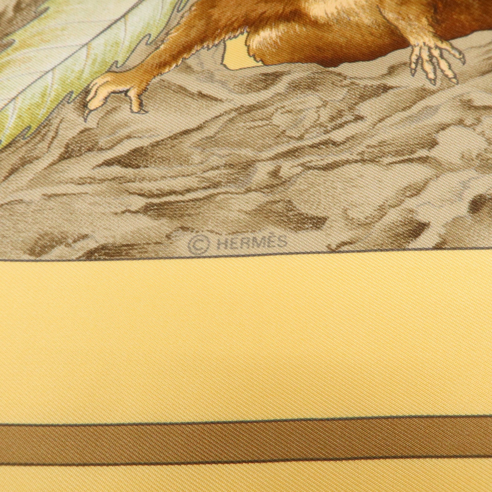 HERMES Carre 90 Silk 100% Scarf CASSE NOISETTE Orange Brown