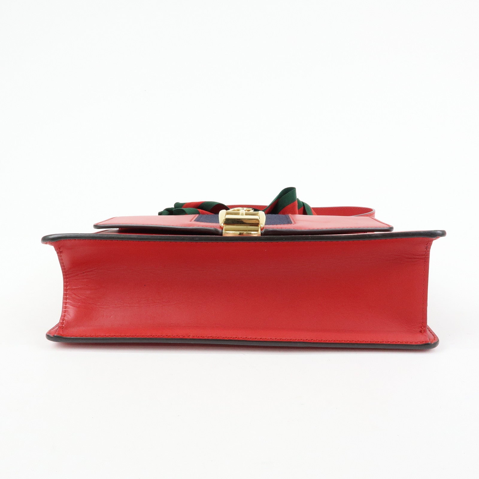 GUCCI Sylvie Sherry Leather Shoulder Bag Red Ribbon Red 421882