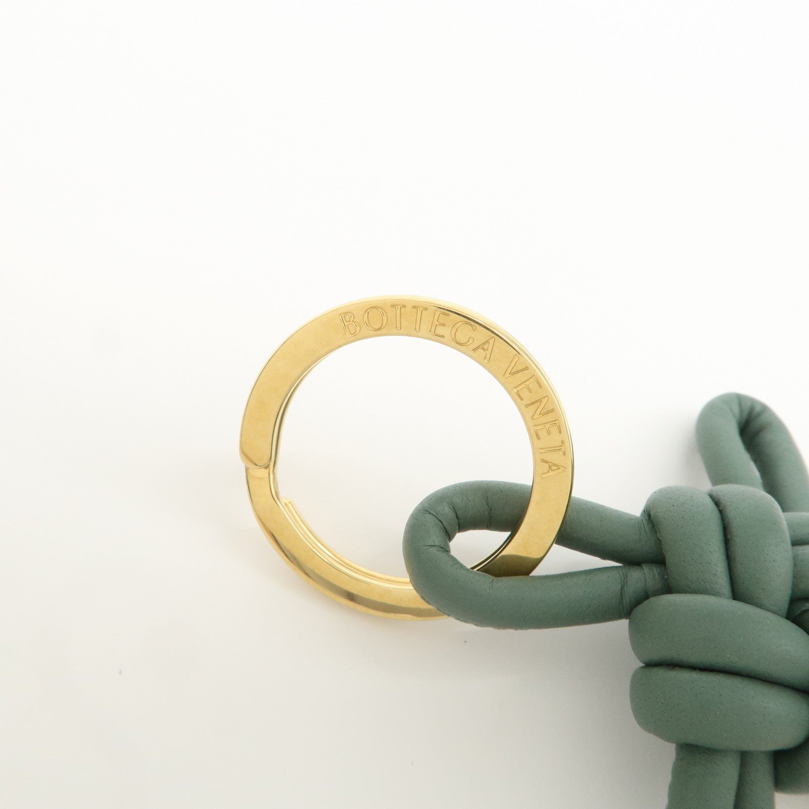 BOTTEGA VENETA Metal Leather Bag Charm Key Charm Green