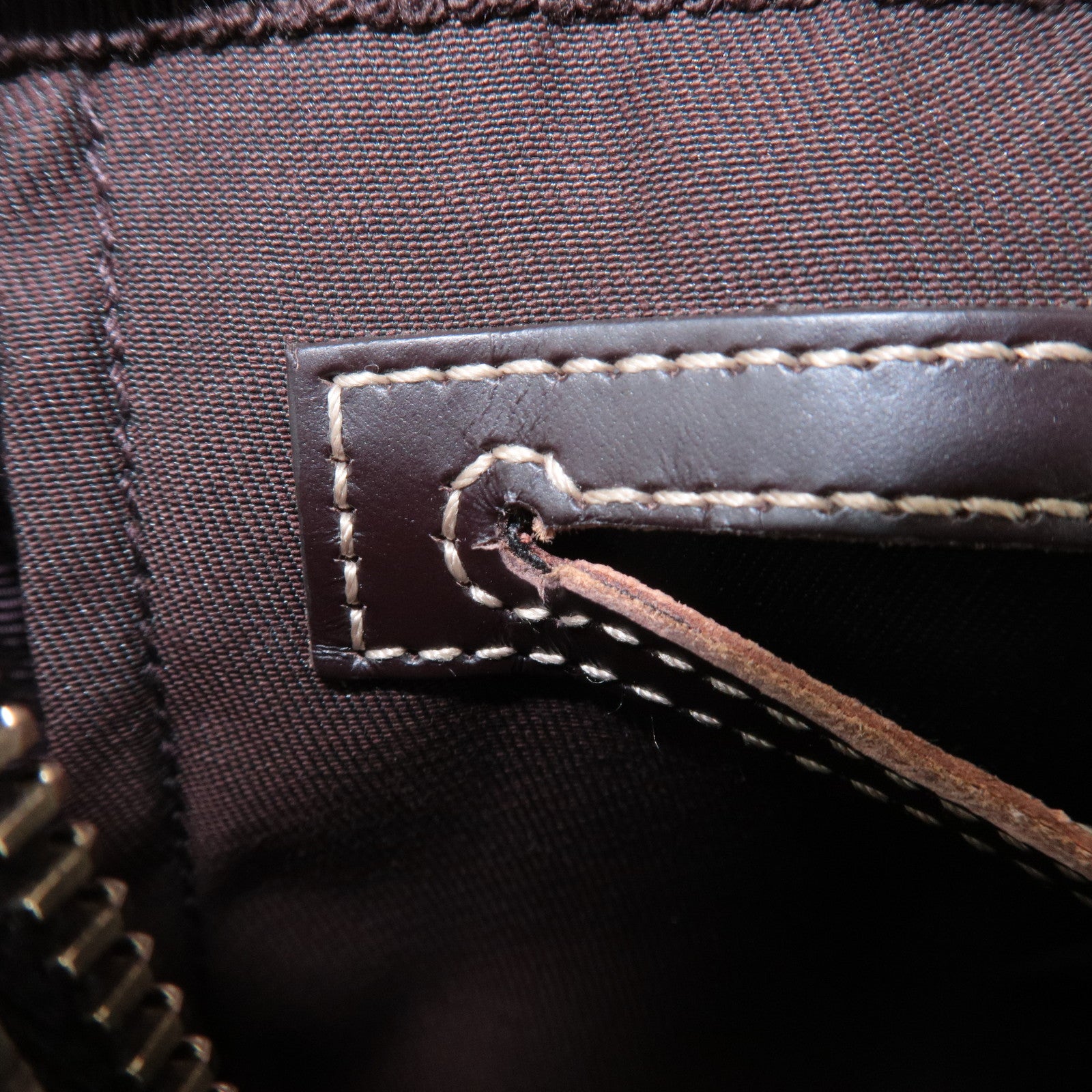 GUCCI GG Supreme Leather Shoulder Bag Beige Dark Brown 201447 Used