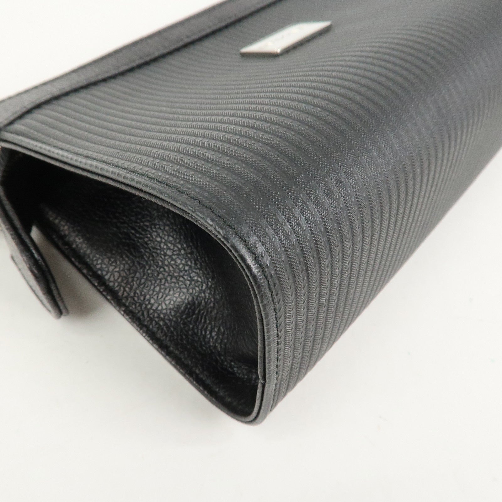BVLGARI Logo PVC Leather Pouch Accessory Pouch Black