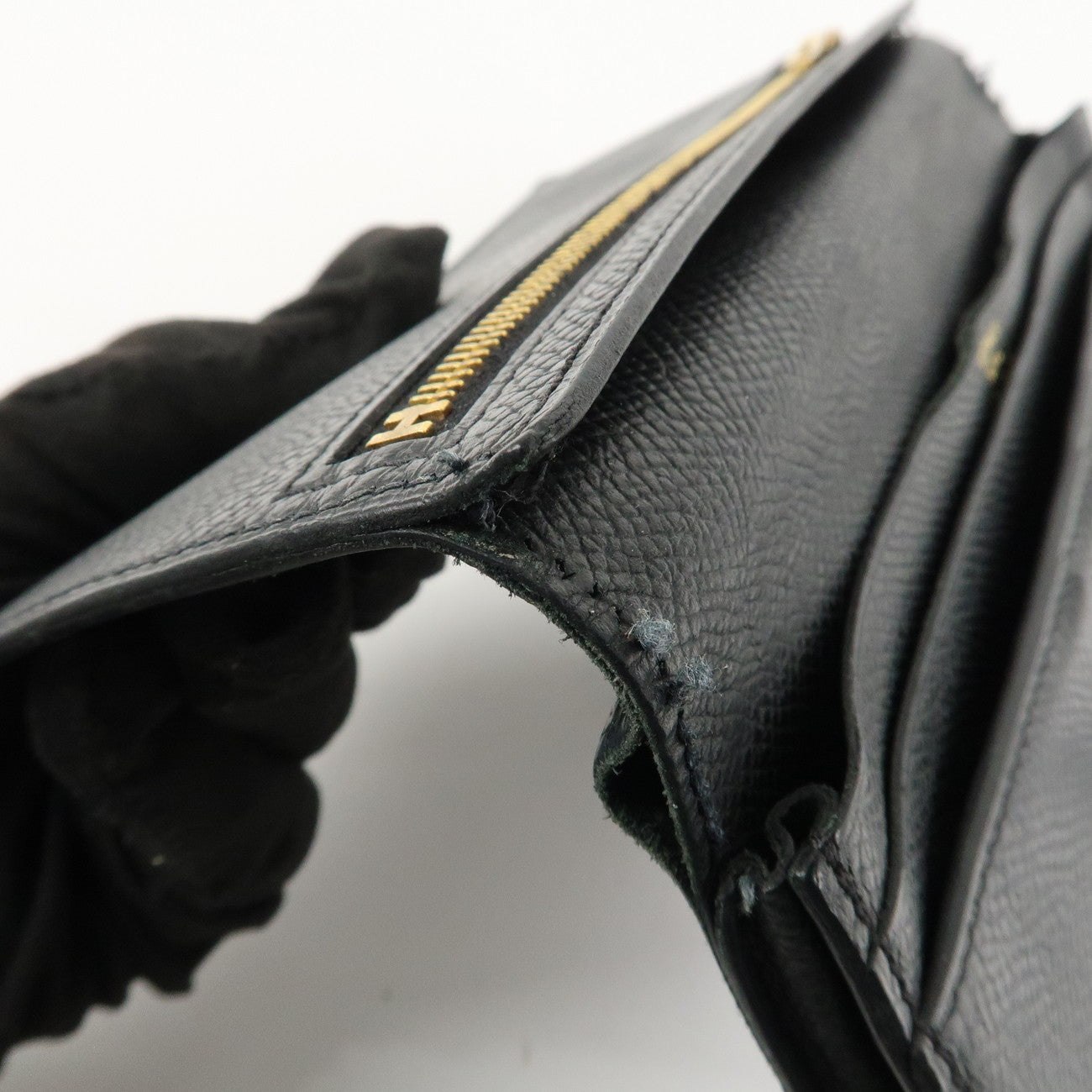 HERMES Epson Bearn Soufflet Long Wallet C Stamped Black Used