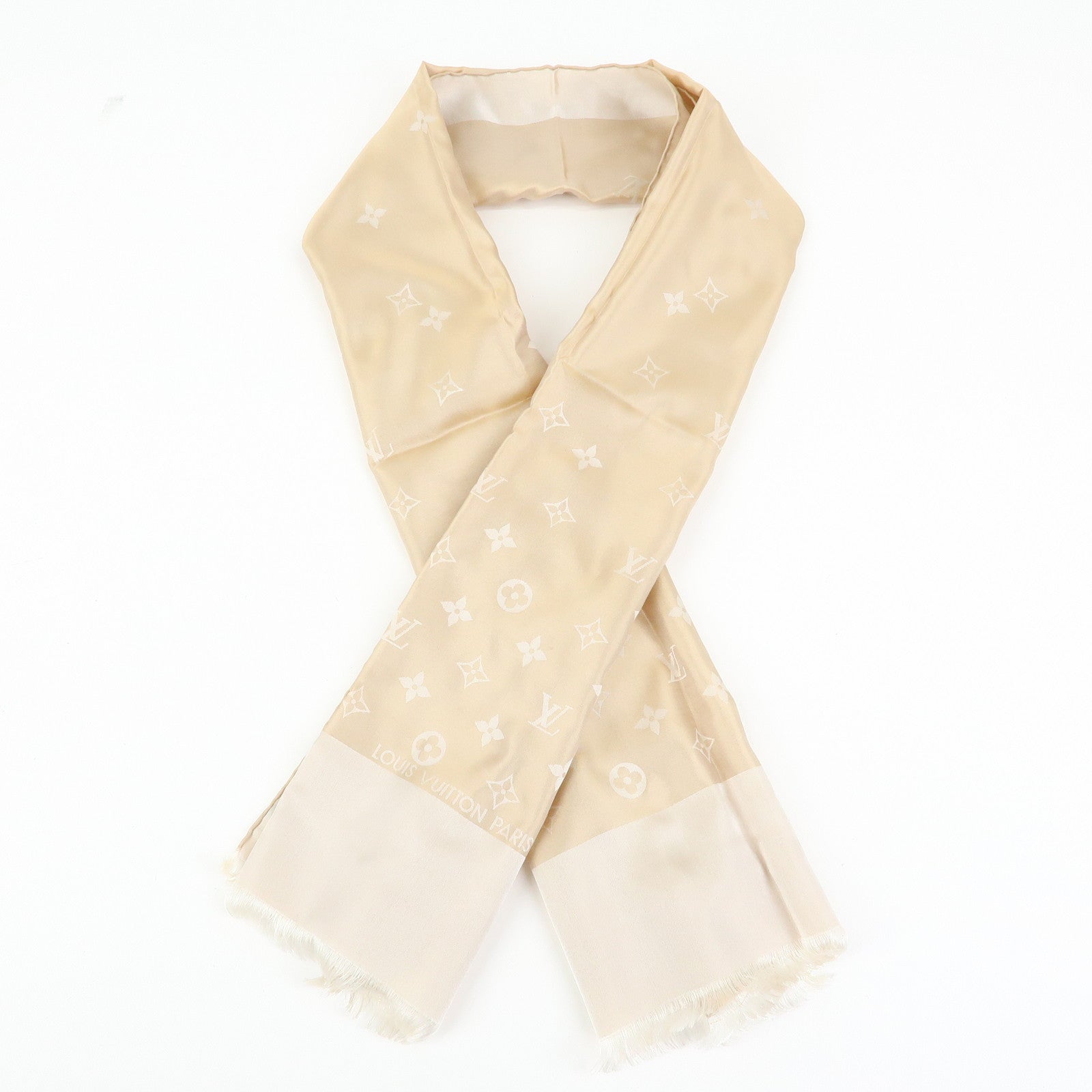 Louis Vuitton Echarpe Capri Silk 100% Scarf Beige M71051