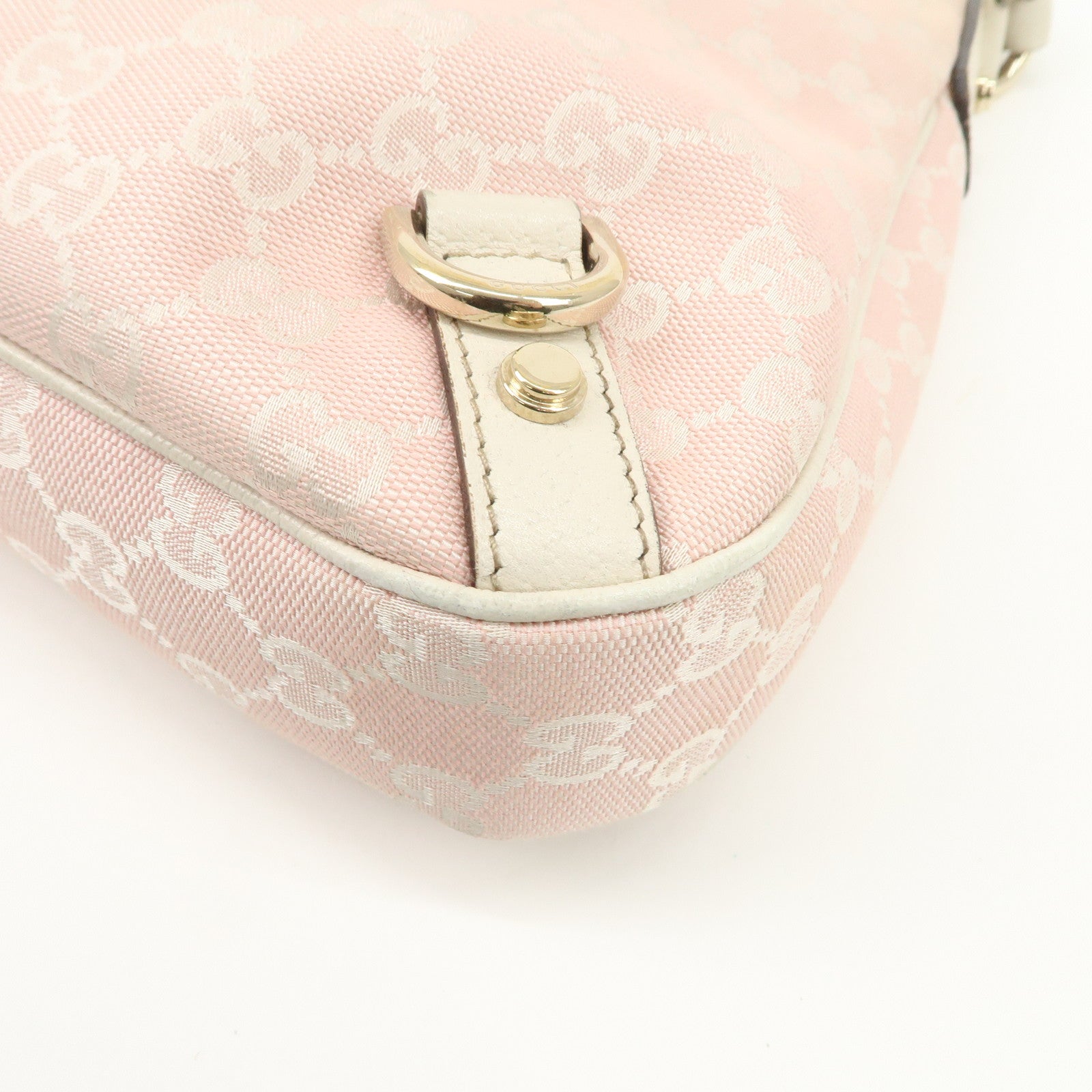 GUCCI Abbey GG Canvas Leather Shoulder Bag Ivory Pink 130738 Used