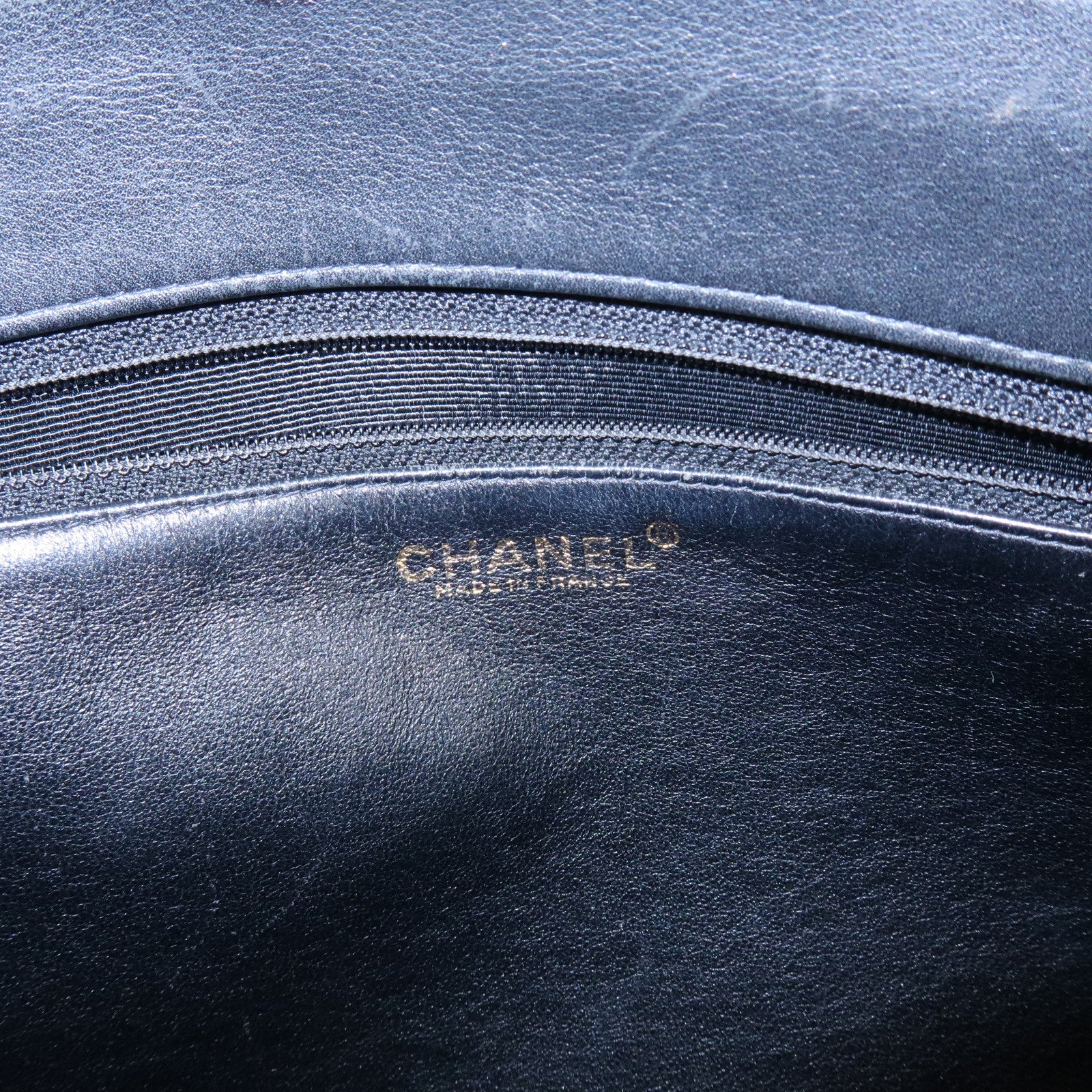 CHANEL Logo Calf Skin Tote Bag Shoulder Bag Hand Bag Black