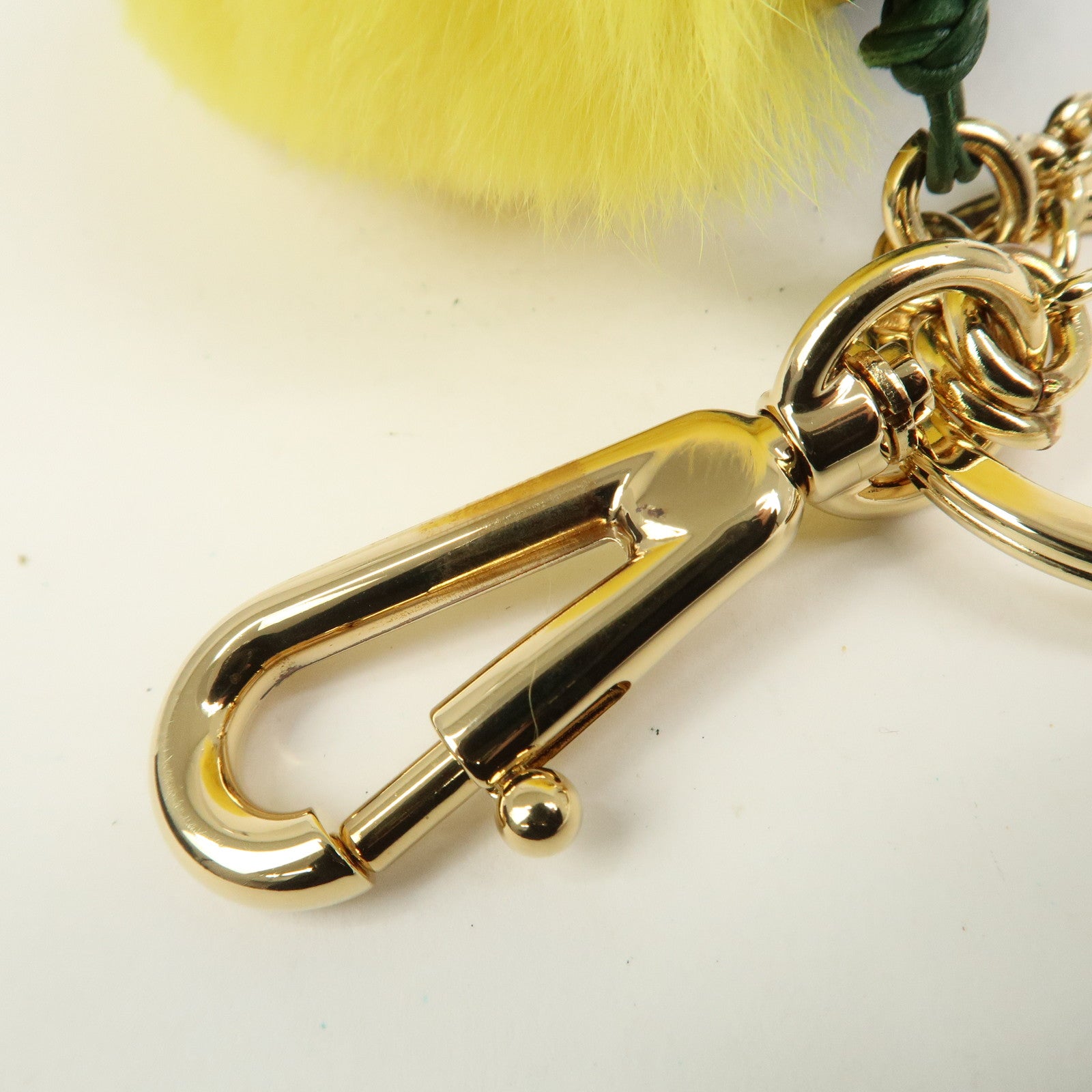 Dolce&Gabbana Citrus Fur Leather Bag Charm Key Holder Yellow