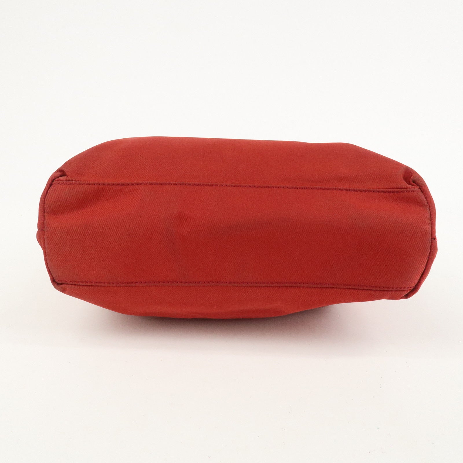 PRADA Triangle Logo Nylon Leather Tote Bag Shoulder Bag Red
