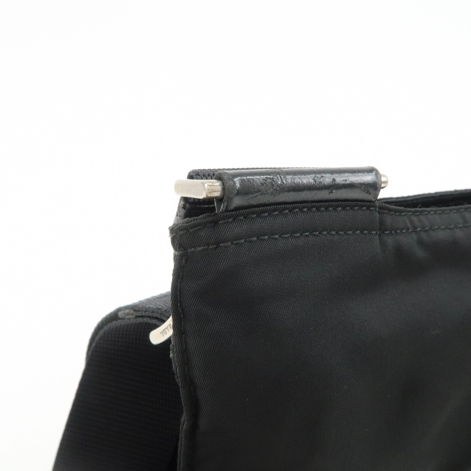 PRADA Triangle Logo Nylon Leather Shoulder Bag Crossbody Bag Black