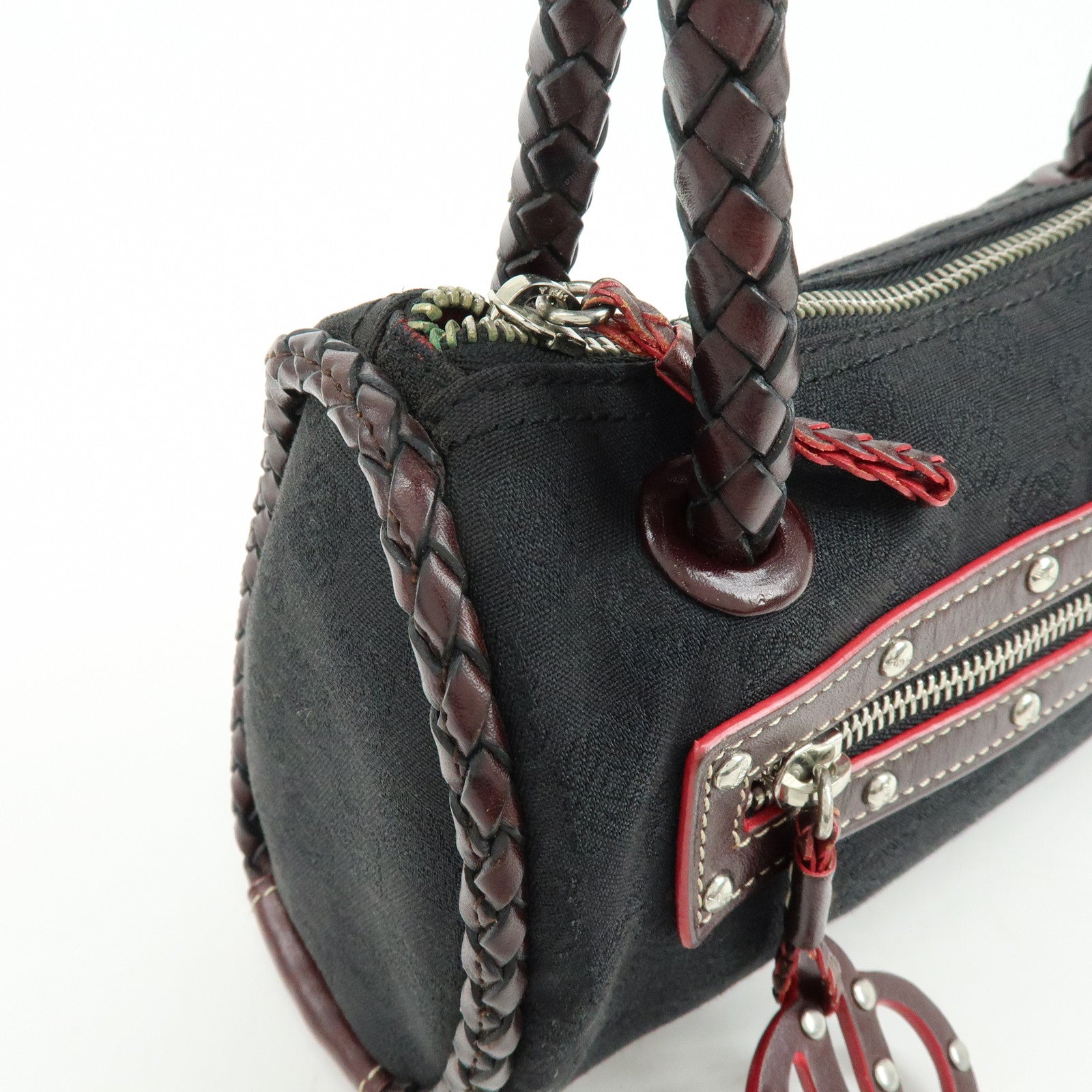 LOEWE Anagram Leather Mini Hand Bag Black Dark Brown