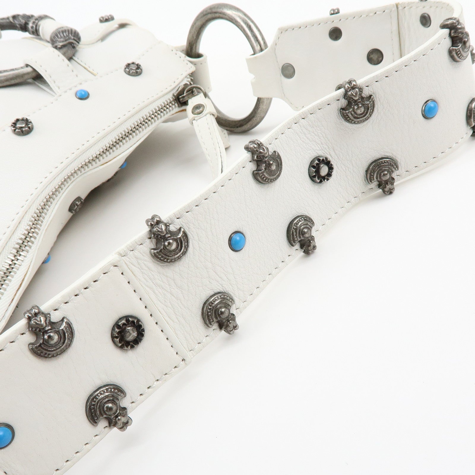 Dolce&Gabbana Leather Hand Bag Shoulder Bag Studs White