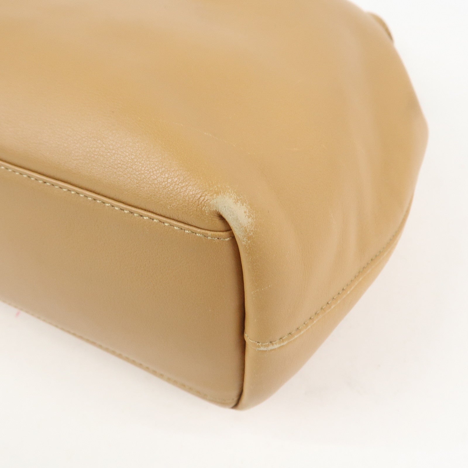 Christian Dior Maris Pearl Leather Hand Bag Light Brown