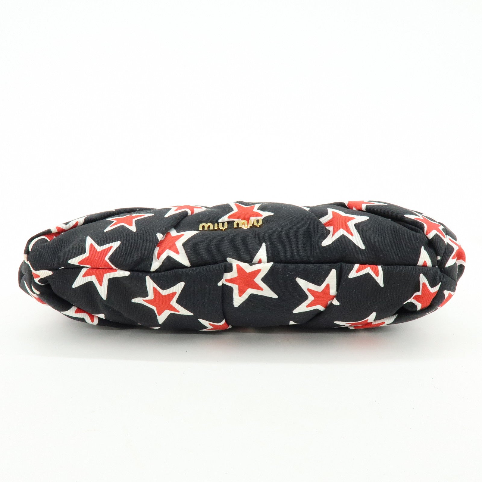 MIU MIU Nylon Clutch Bag Pouch Black Red Star Motif 5NE455
