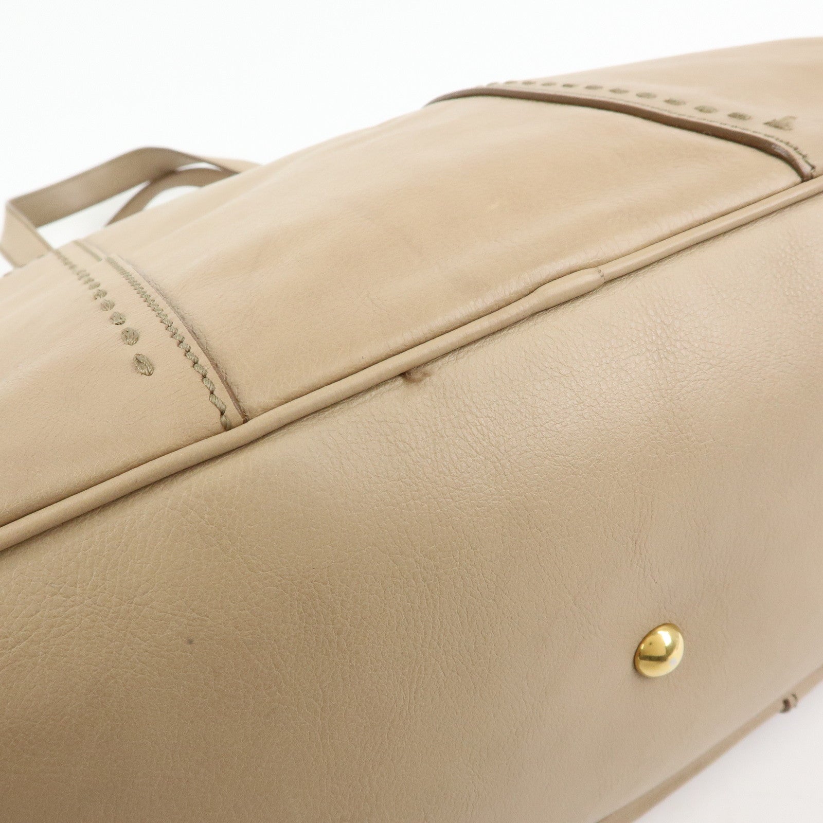 SAINT LAURENT PARIS Muse Leather Hand Bag Tote Bag Beige