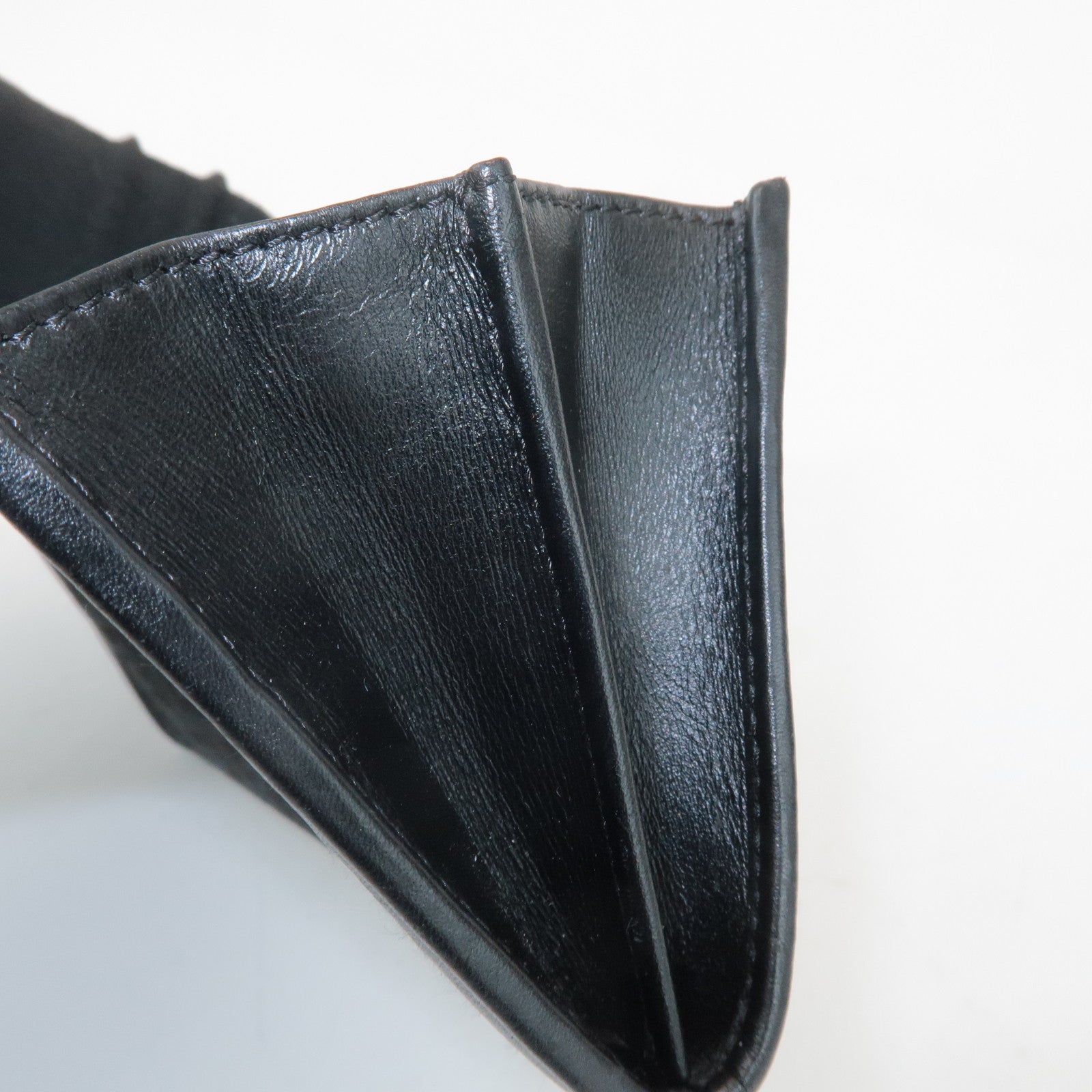 FENDI Zucchino Leather Canvas Bi-fold Long Wallet Black M0021 Used