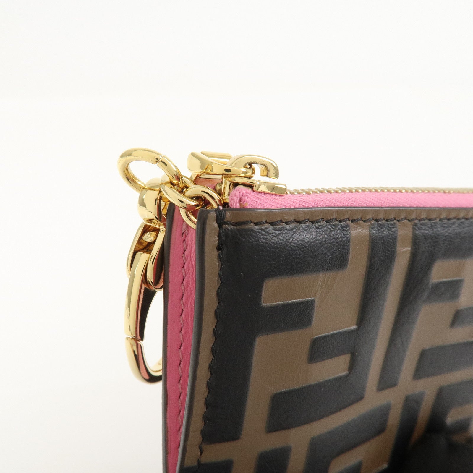 FENDI F IS FENDI Zucca Card Case Flagment Case Black Brown 8AP161