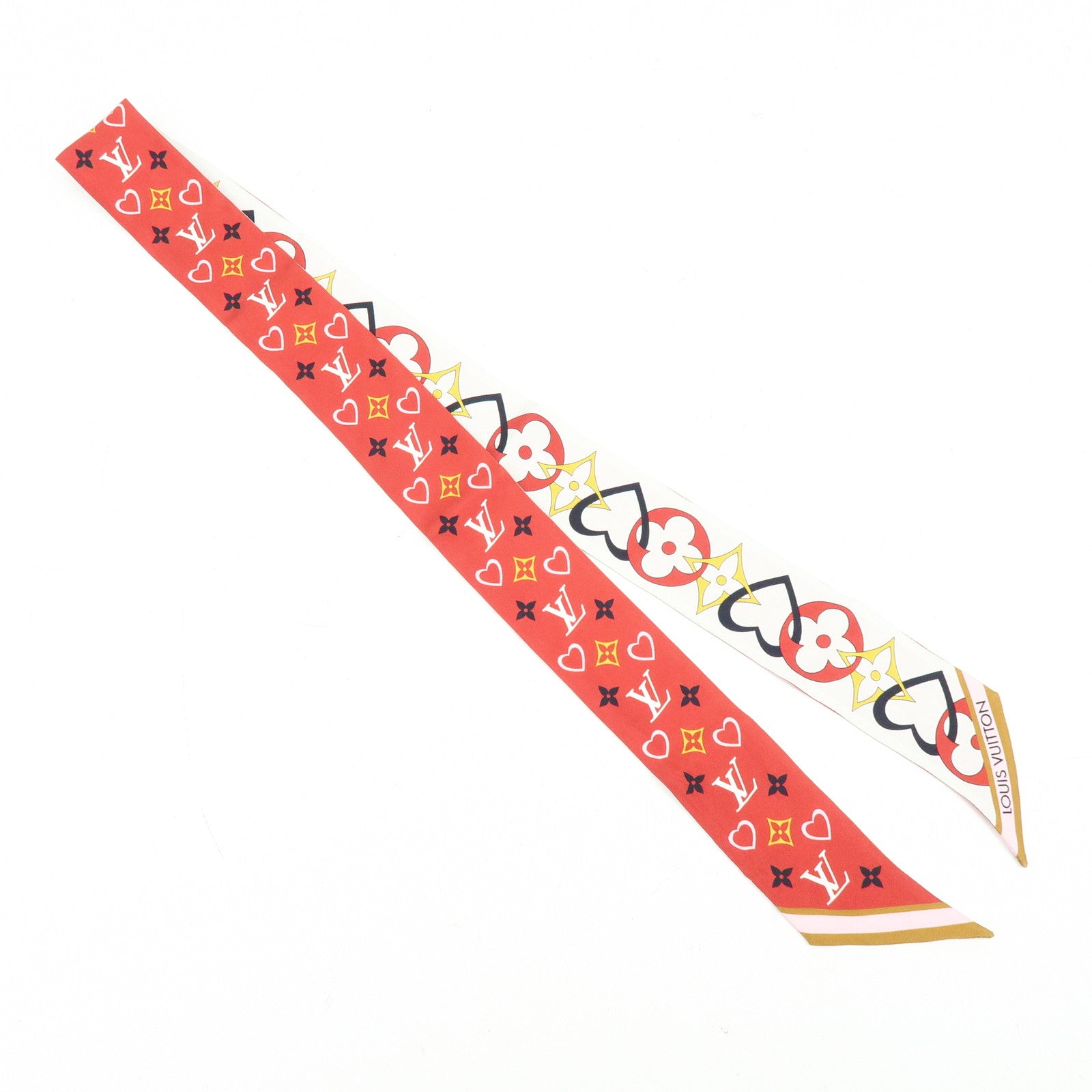 Louis Vuitton Bandeau BB My Tour LV Silk 100% Scarf Red M78117