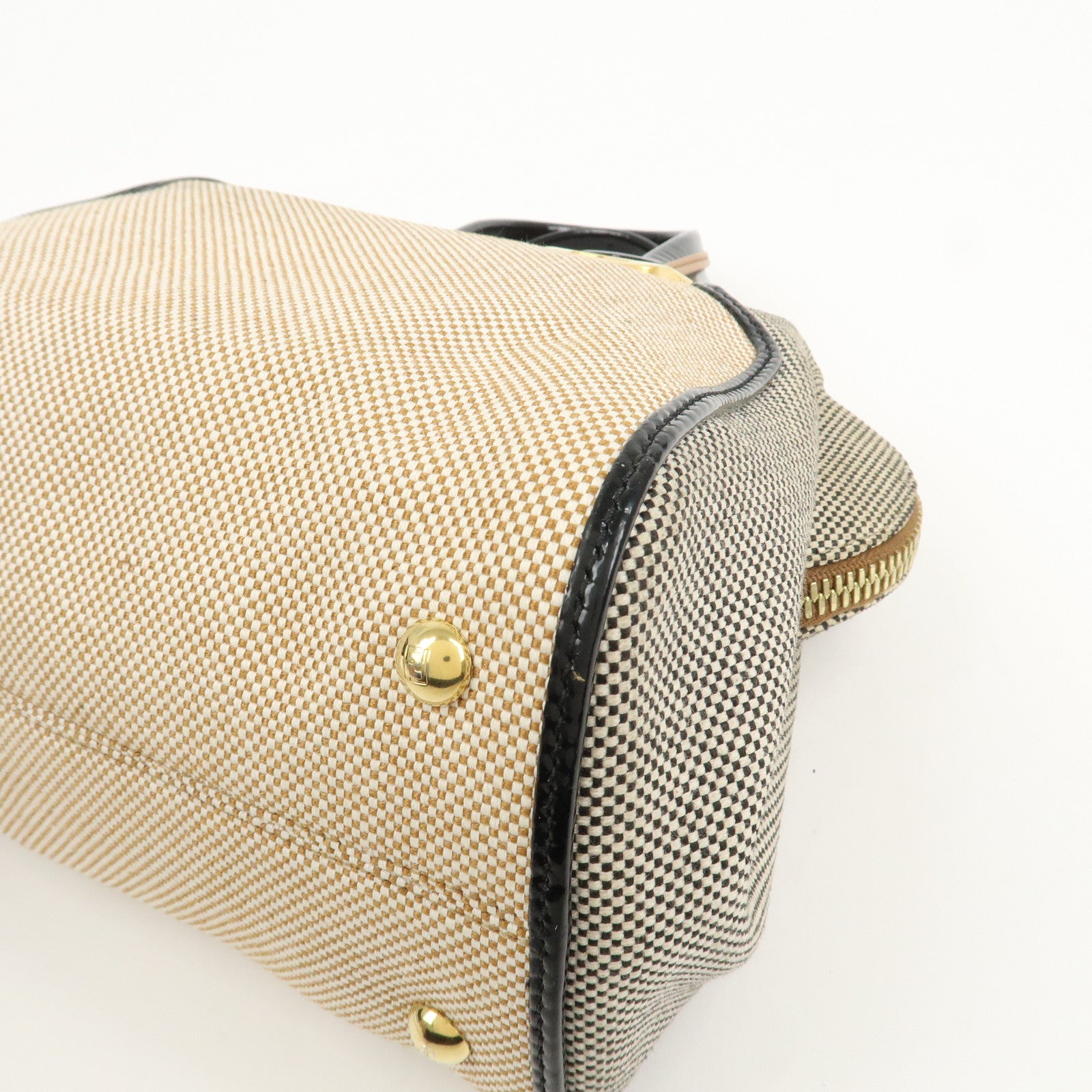 FENDI Chameleon Canvas Patent Leather 2Way Hand Bag Beige 8BL117