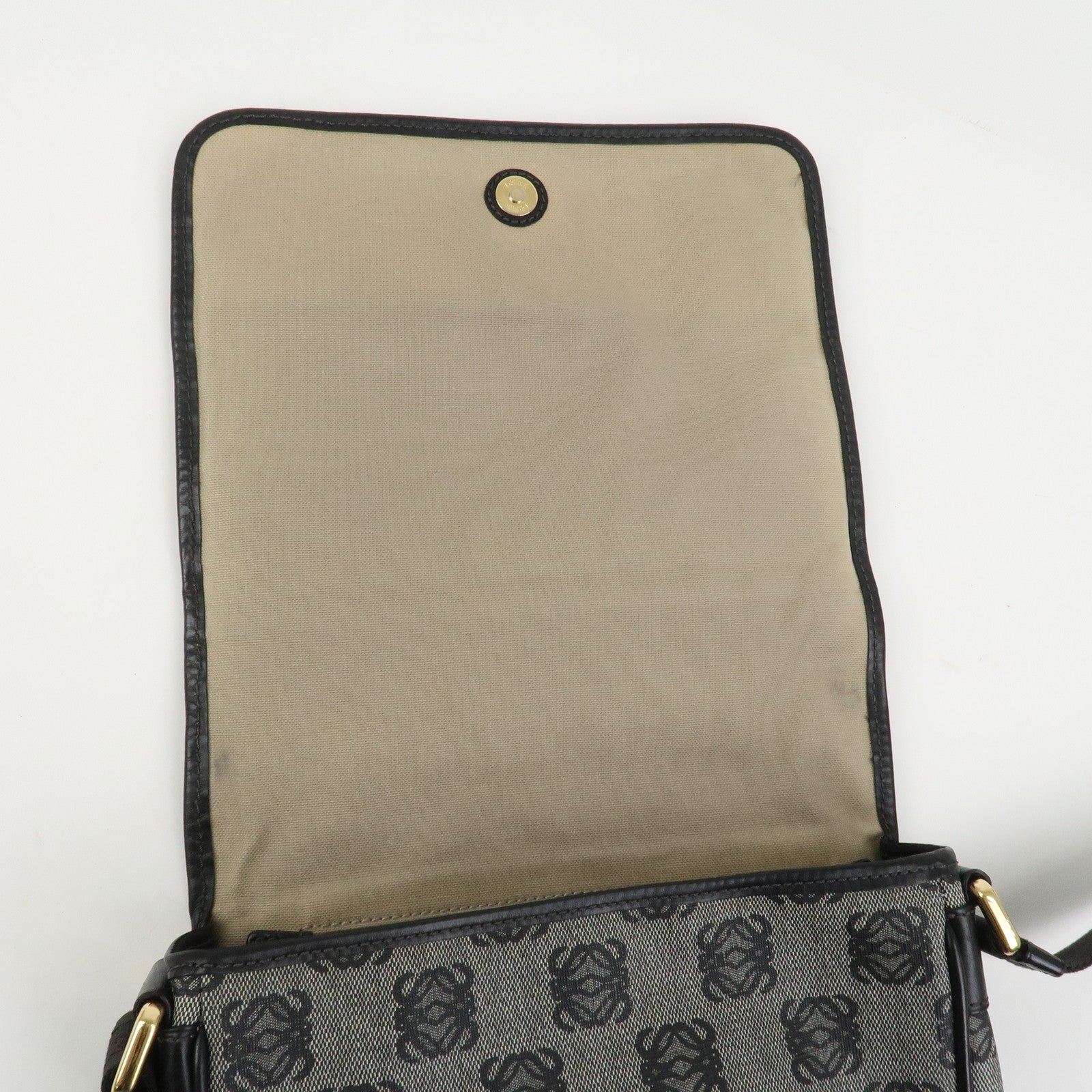 LOEWE Repeat Anagram PVC Leather Shoulder Bag Crossbody Bag Black