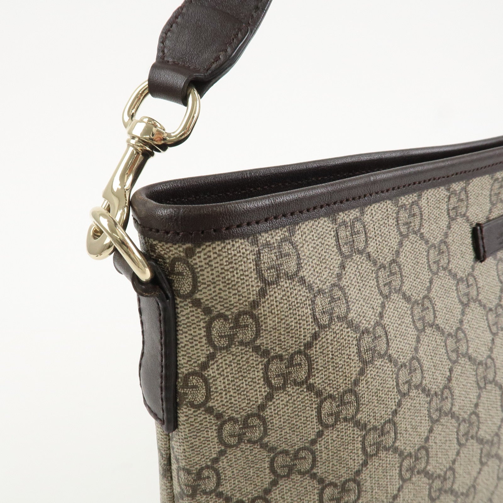 GUCCI GG Supreme Leather Shoulder Crossbody Bag Beige Brown 388924 Used