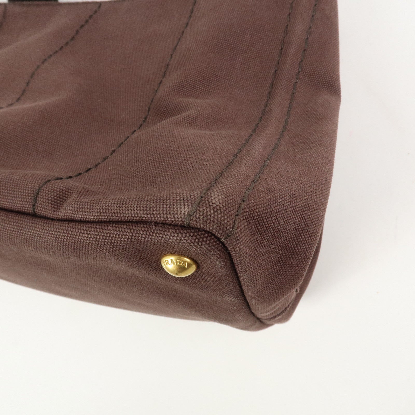 PRADA Logo Canapa 2Way Tote Bag Hand Bag Brown BN2642